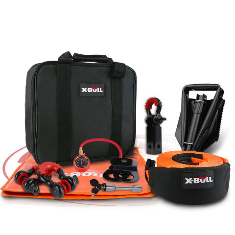 X-BULL 11 Piece 4WD Winch Recovery Kit Black