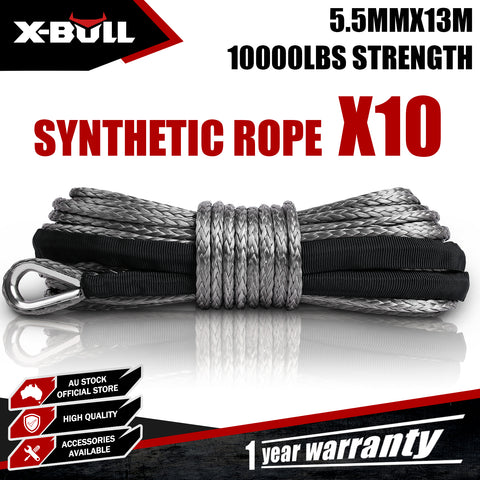 X-BULL 5.5mm x 13m SK75 Synthetic Winch Rope - 10 Pack