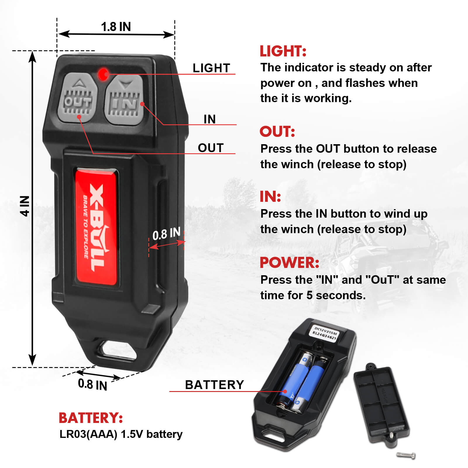X-BULL 12V Winch Remote Control Twin Handset Kit