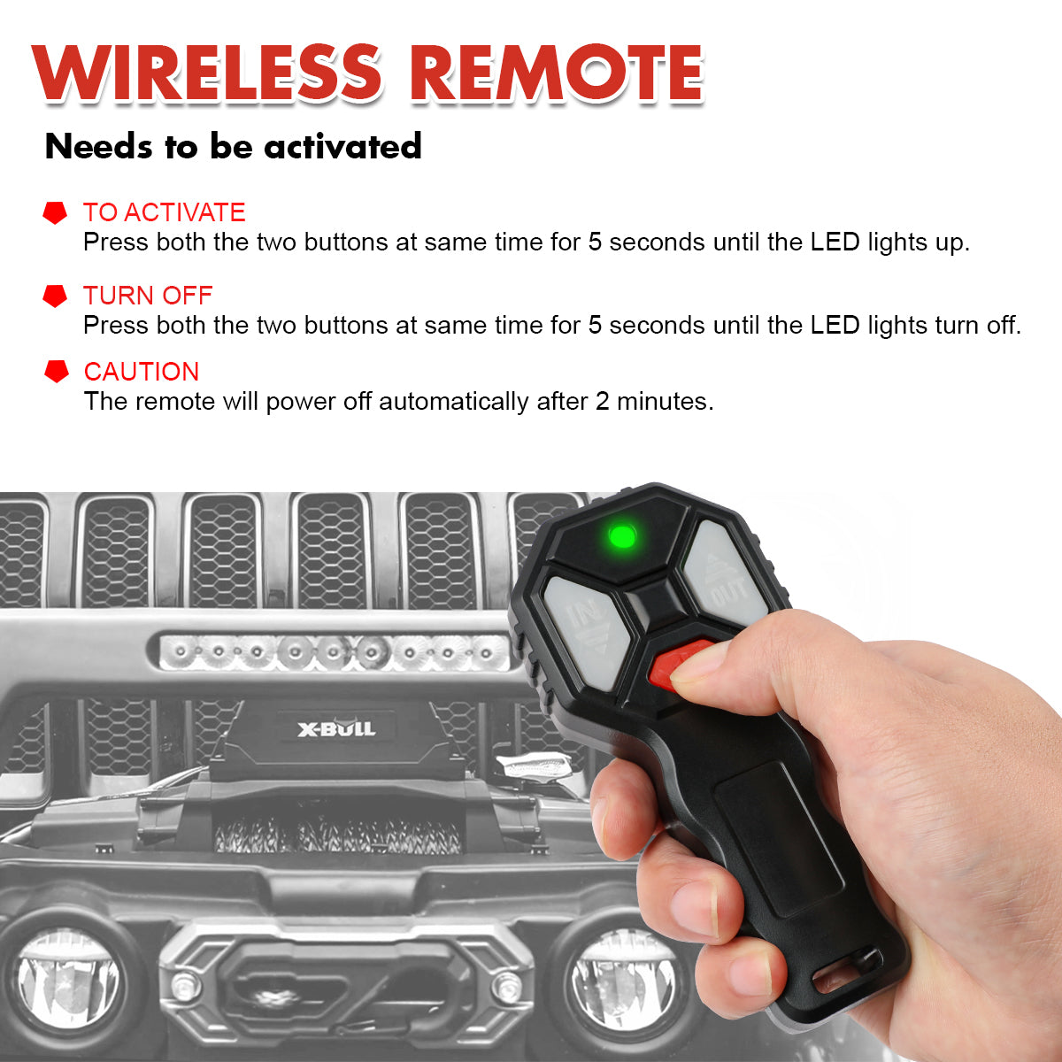 X-BULL 2x Wireless Winch Remote Control 12V Handset Switch - 150ft