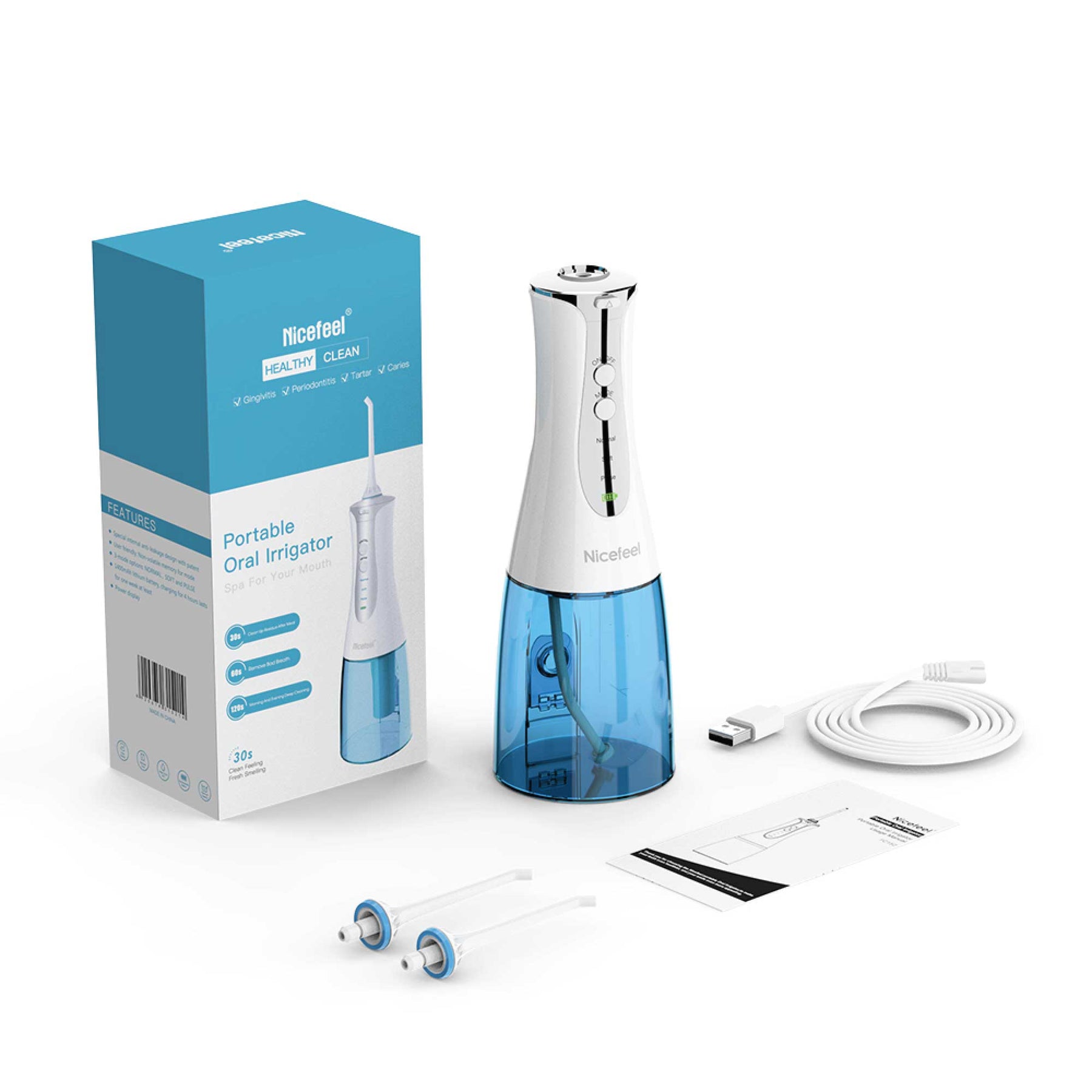 Portable Cordless Oral Irrigator Teeth Flosser 320ml Rechargeable Dental Water Spa - SuperSaverAU - view 2