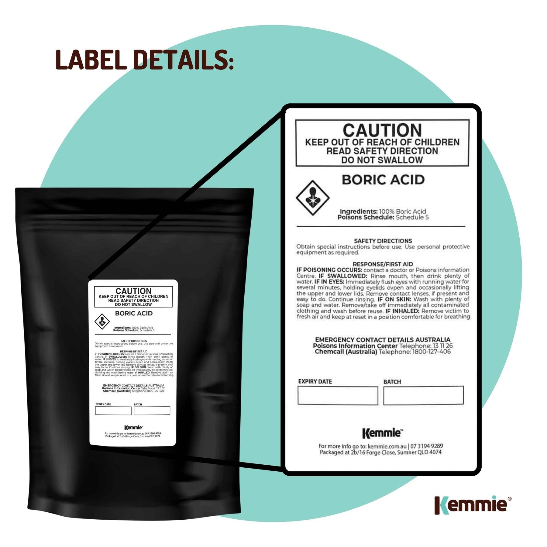 Boric Acid Powder 100g - 99.9% H3BO3, Fully Soluble, Pest Control for Ants & Cockroaches - SuperSaverAU - view 9