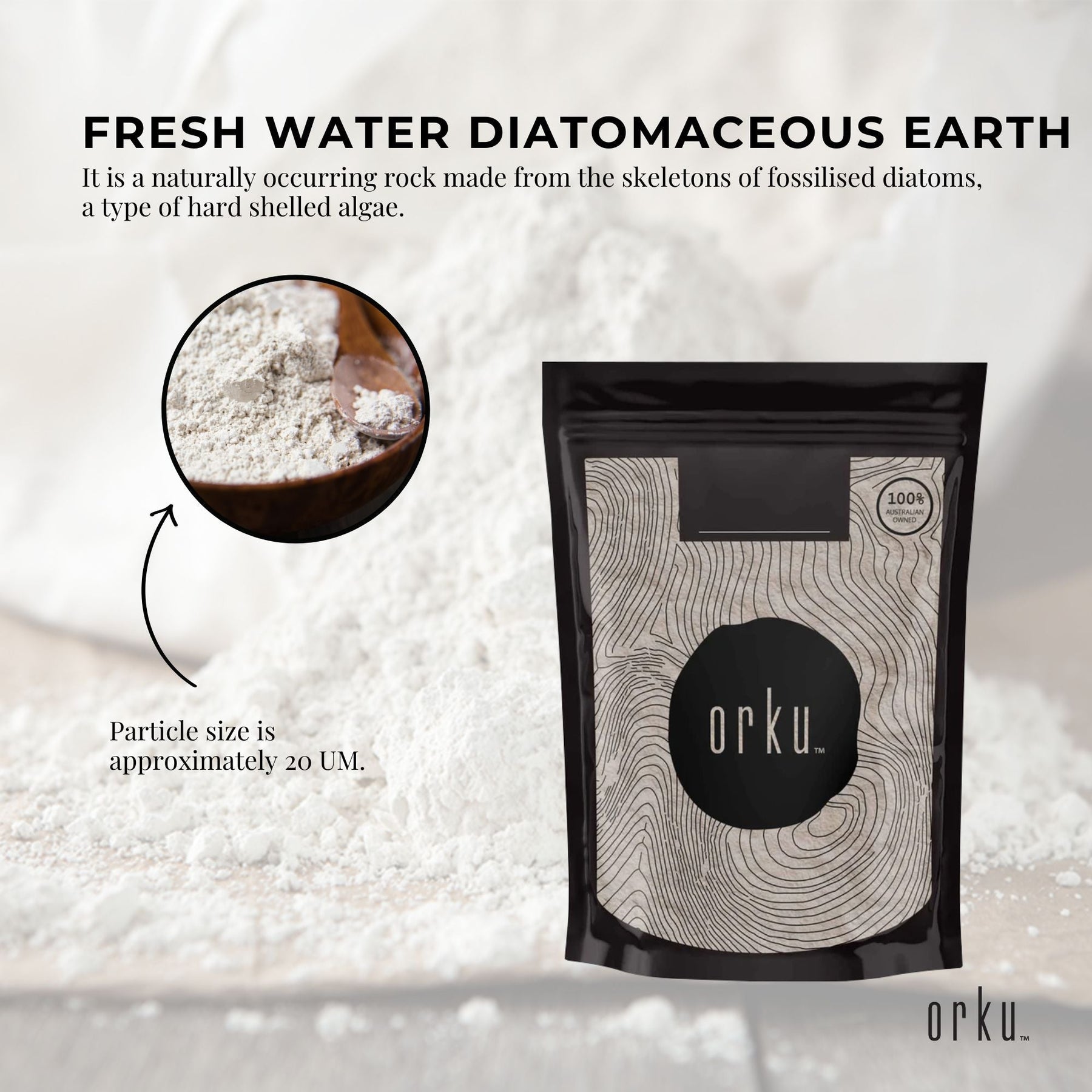 50g Organic Fine Diatomaceous Earth - Food Grade Fossil Shell Flour Powder - SuperSaverAU - view 3