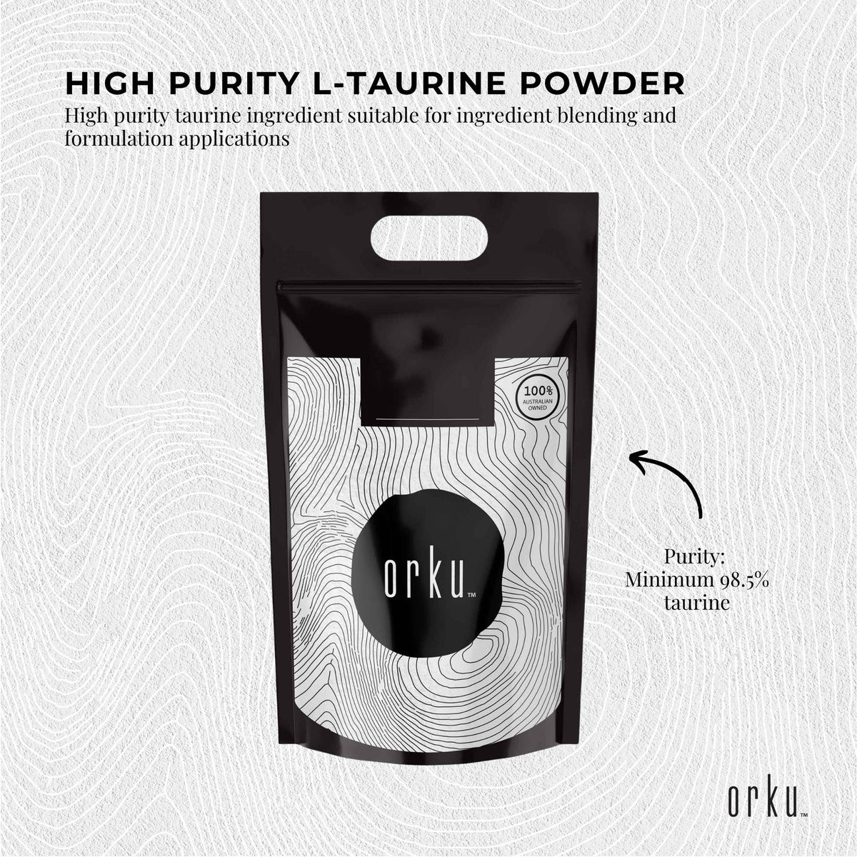 Orku 20Kg Taurine Powder Pure Pharmaceutical Food Grade Supplement