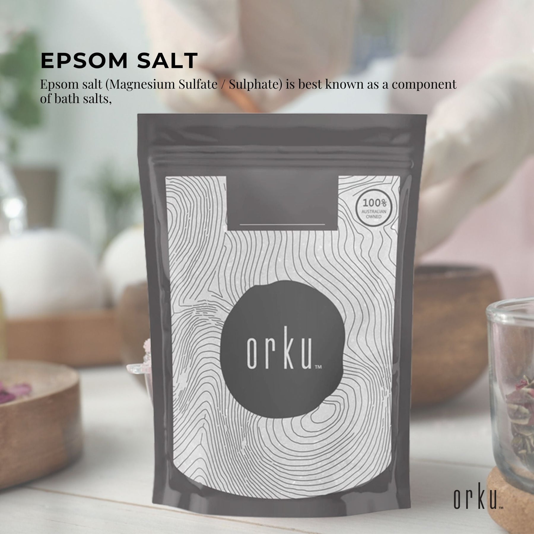 Orku 400g Epsom Salt - Magnesium Sulphate Bath Salts For Skin Body Sulfate - SuperSaverAU - view 2
