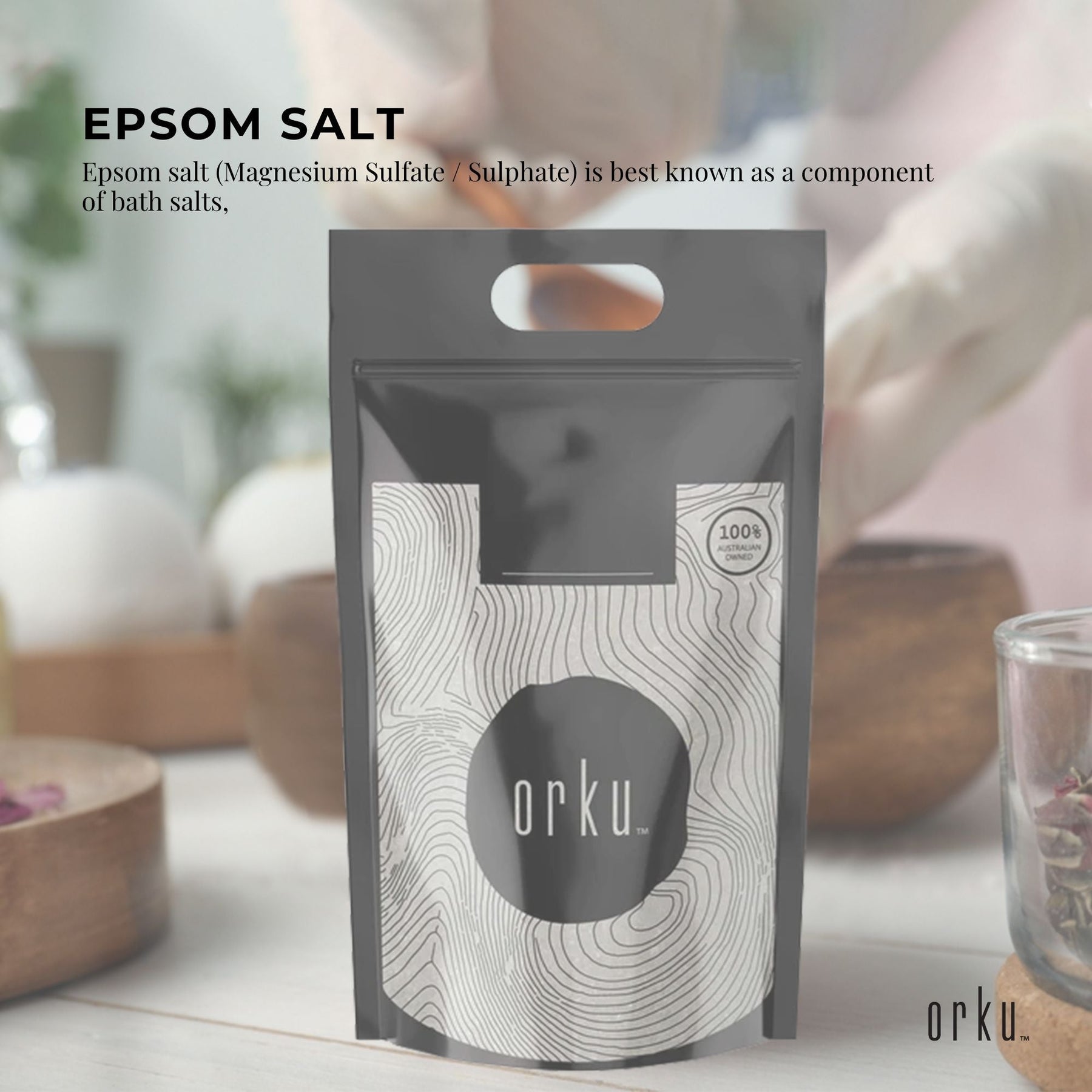 Orku 10Kg Epsom Salt - Magnesium Sulphate Bath Salts For Skin Body Sulfate - SuperSaverAU - view 2