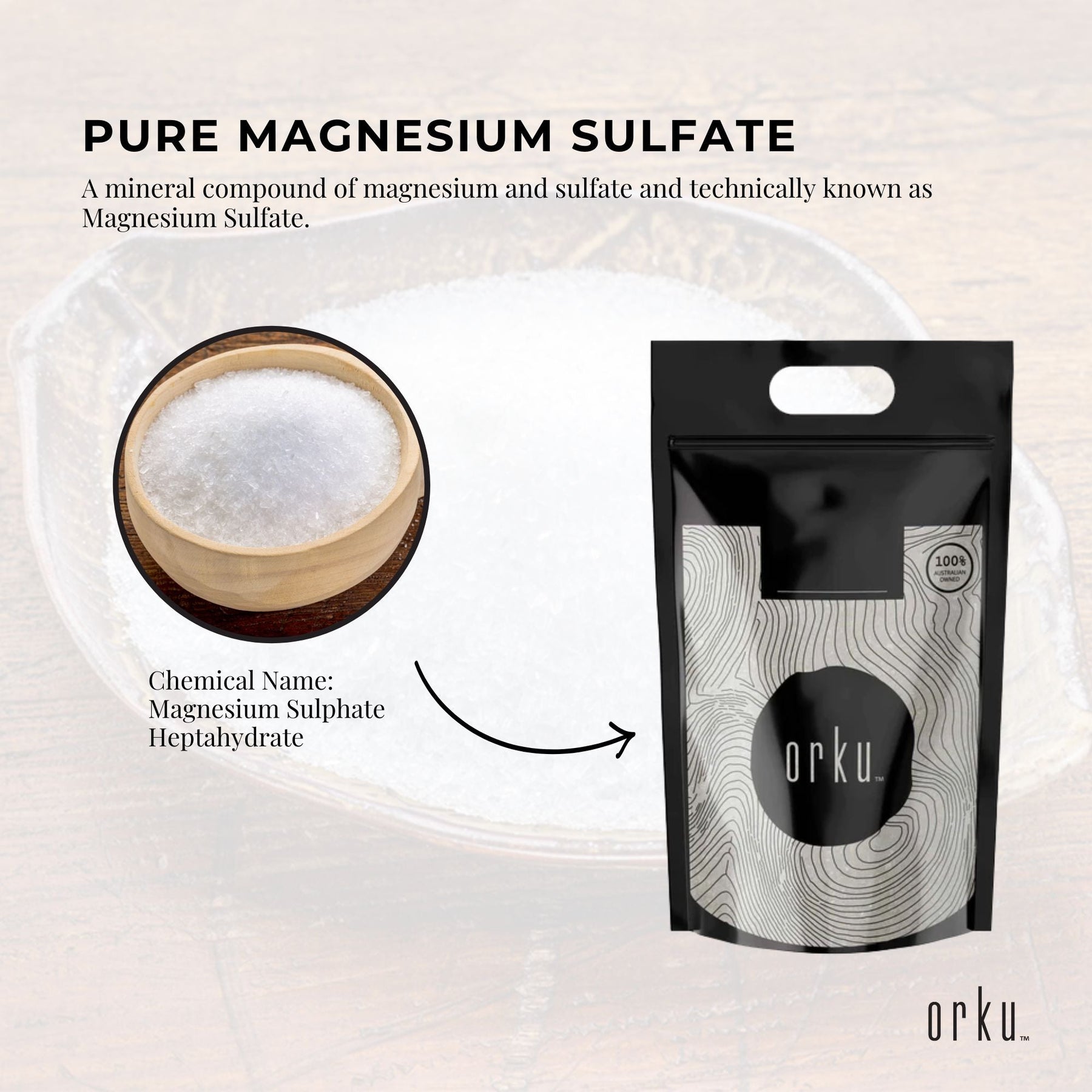 Orku 10Kg Epsom Salt - Magnesium Sulphate Bath Salts For Skin Body Sulfate - SuperSaverAU - view 4