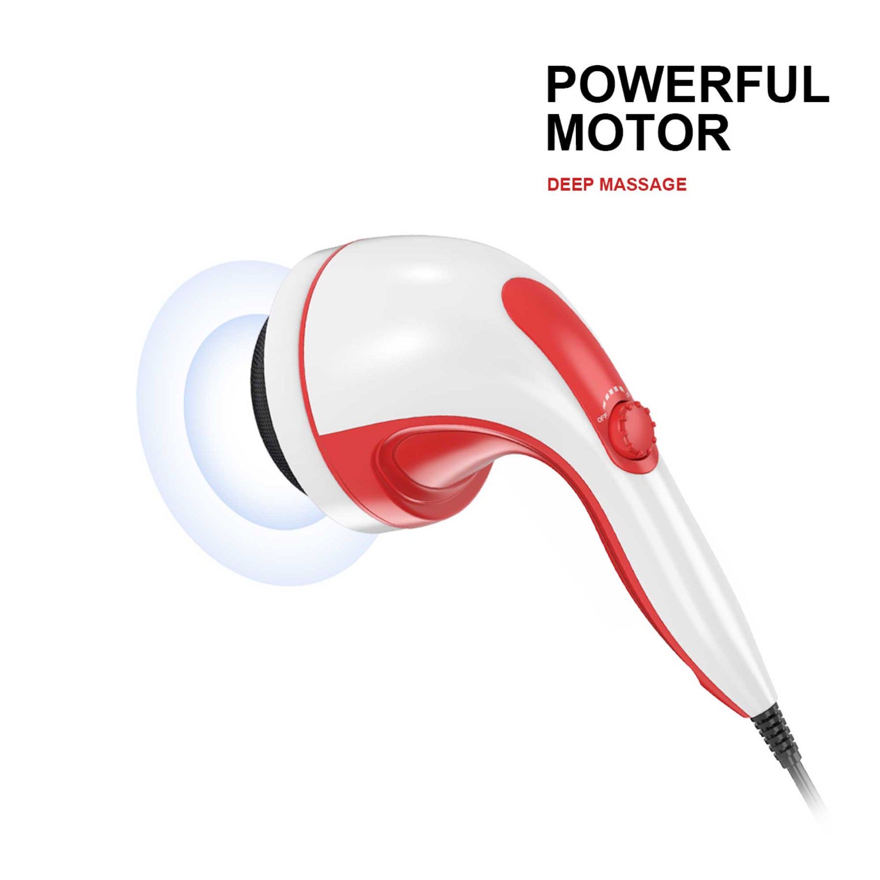 Handheld Vibration Massager Red - 4 Interchangeable Heads Adjustable Speed - SuperSaverAU - view 1