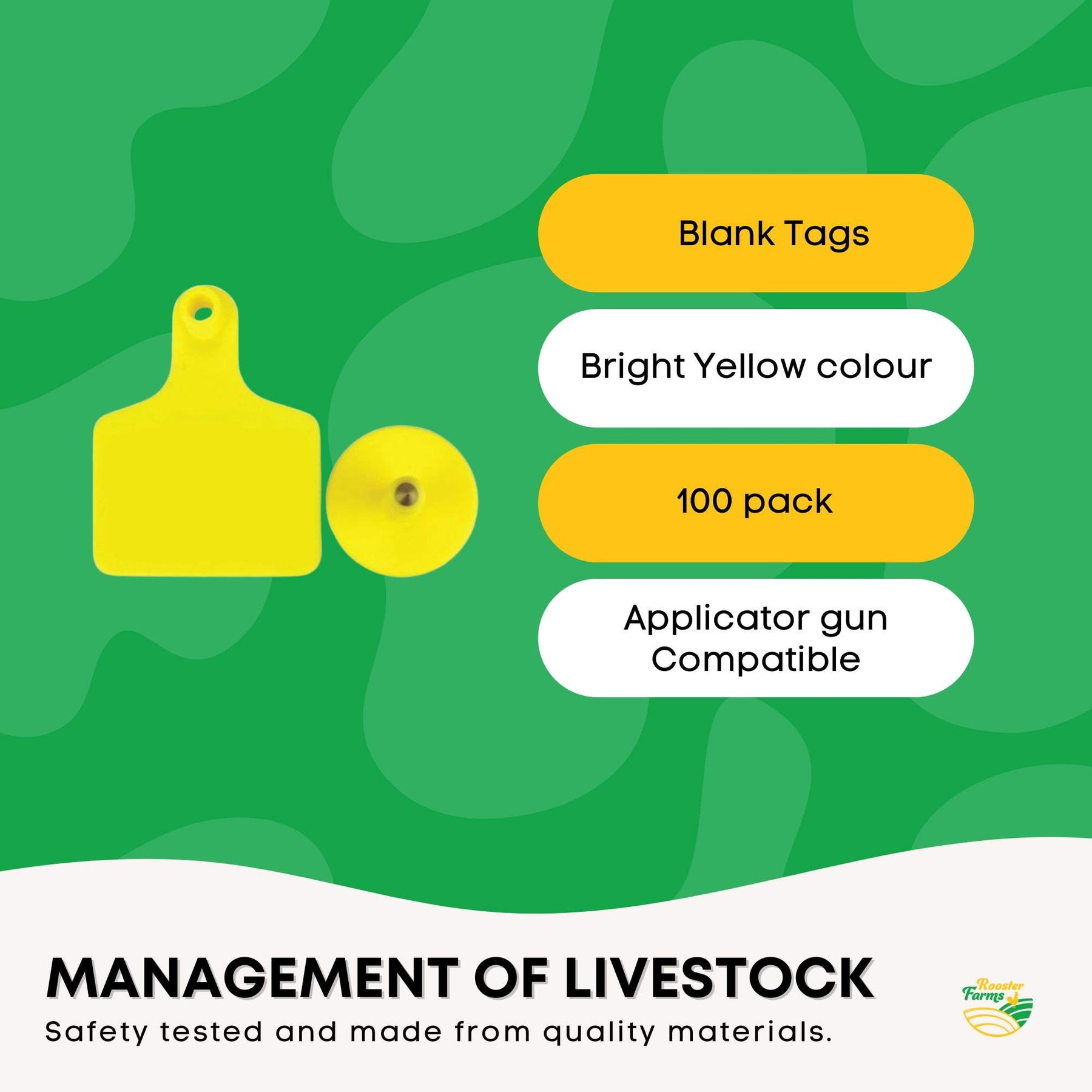 Cattle Ear Tags 100x Small Yellow 5x4cm Blank for Sheep Pig Livestock - SuperSaverAU - view 3