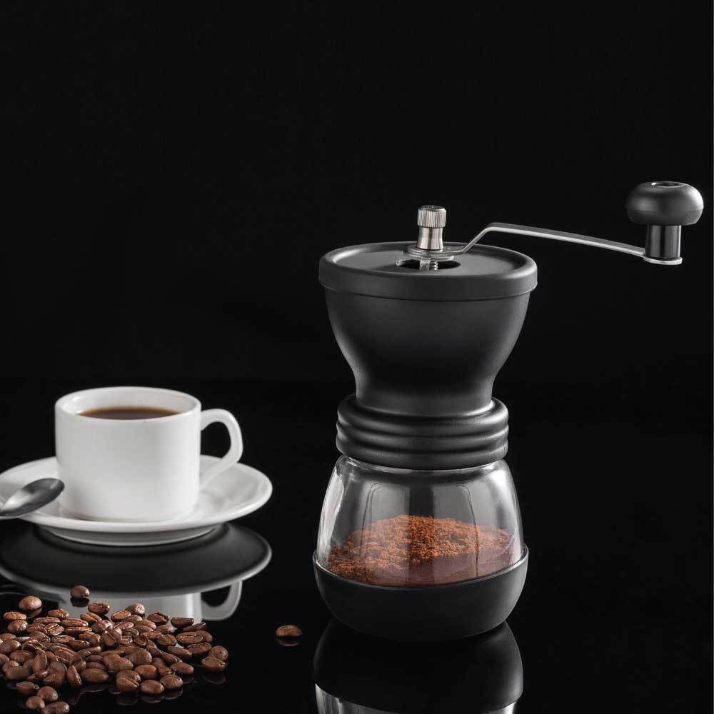 Coffee Bean Grinder - Manual Hand Stainless Ceramic Burr Core Glass Jar Nut Mill - SuperSaverAU - view 8