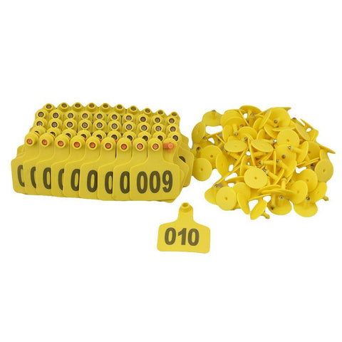 Yellow Small Ear Tags 1-100 for Cattle, Goats, Pigs - 5x4cm Livestock Labels - SuperSaverAU - view 1