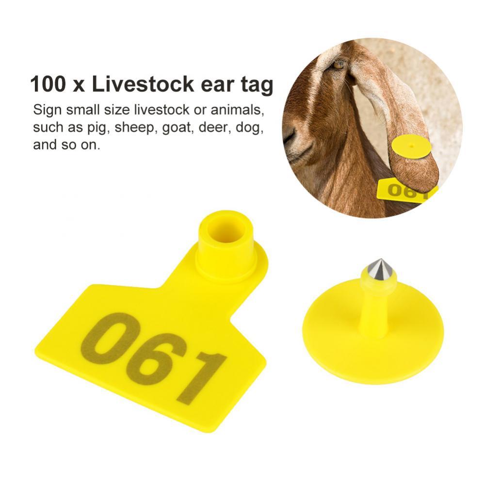 Yellow Small Ear Tags 1-100 for Cattle, Goats, Pigs - 5x4cm Livestock Labels - SuperSaverAU - view 4