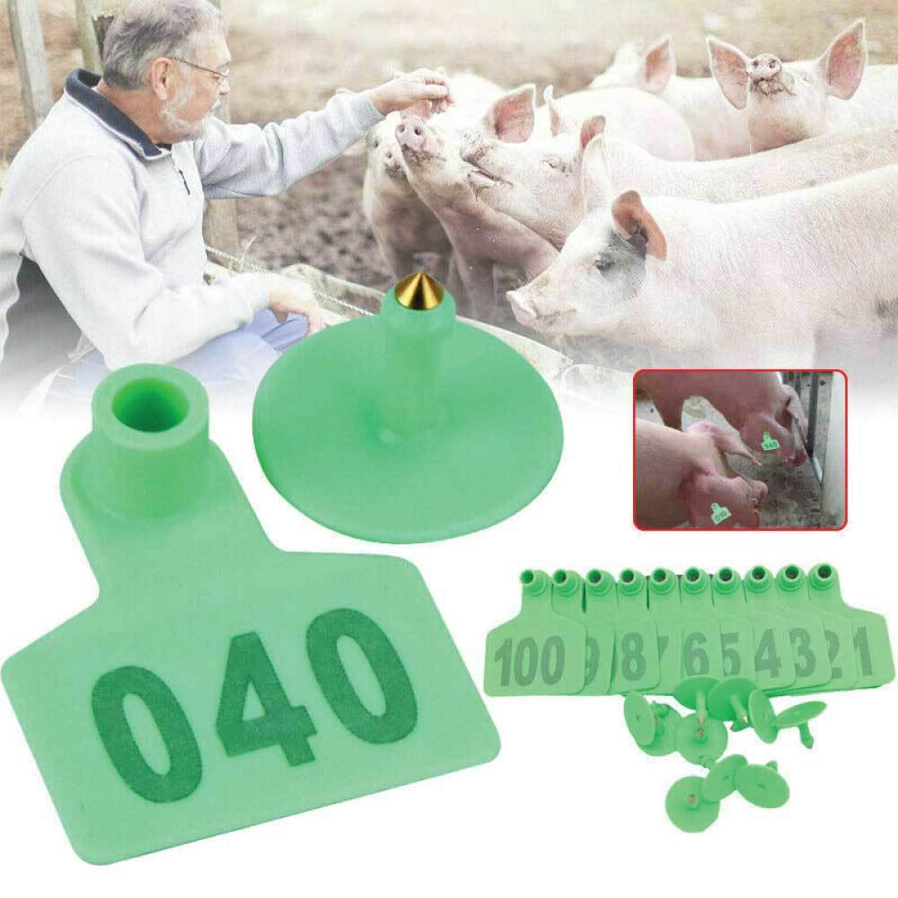 Green Medium Cattle Ear Tags 1-100 Set 6x7cm for Livestock Identification - SuperSaverAU - view 5