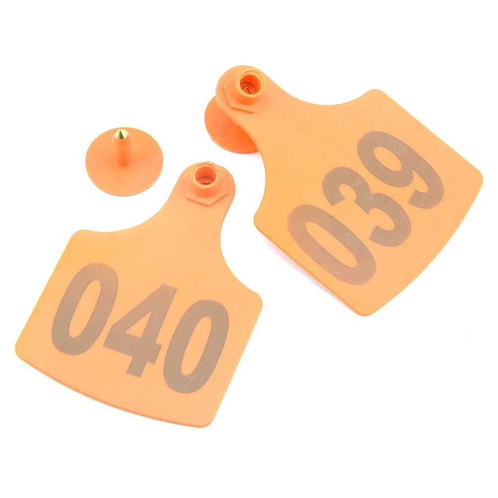 Orange Medium Cattle Ear Tags 1-100 Set 6x7cm for Livestock Identification - SuperSaverAU - view 2