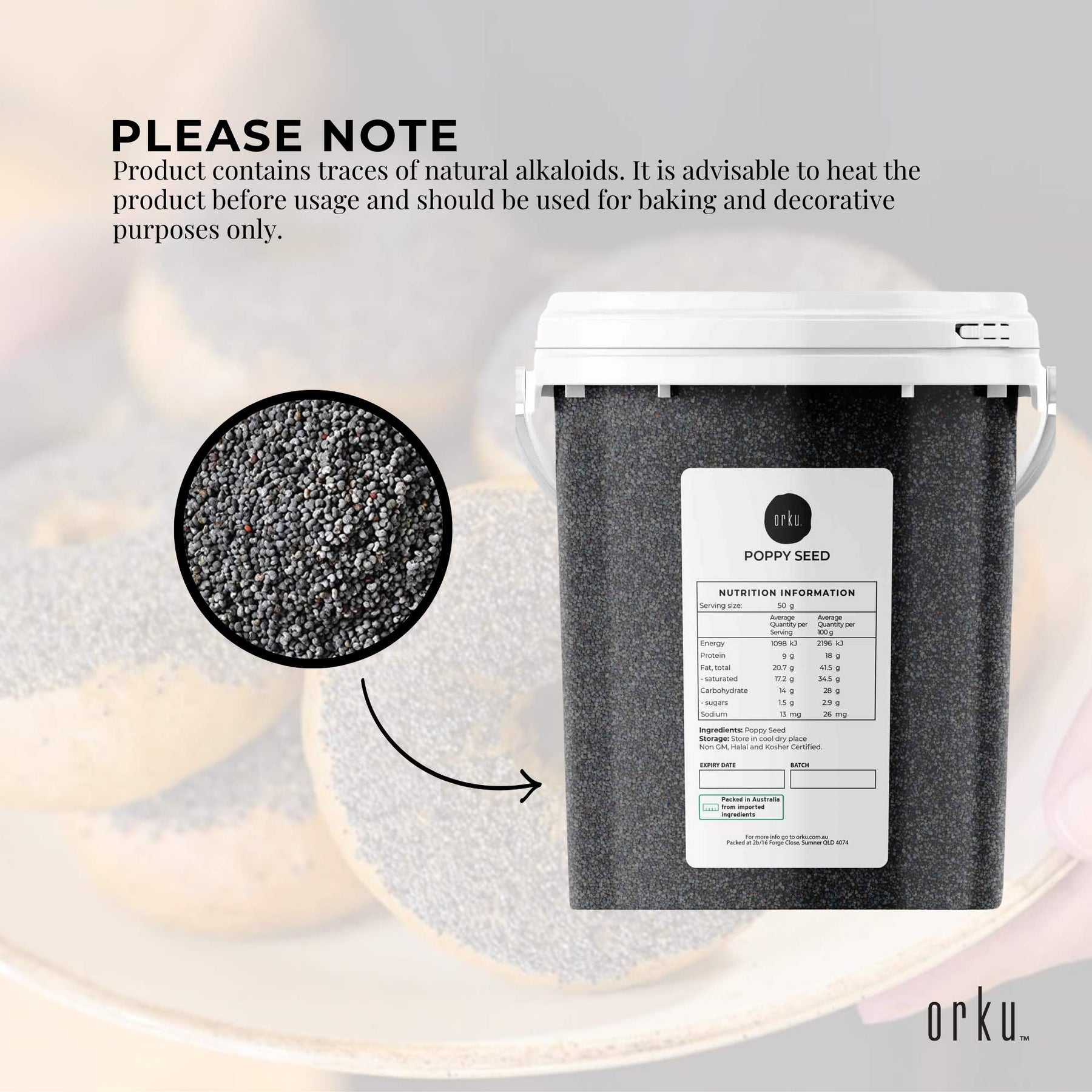 800g Poppy Seeds Unwashed Bucket Papaver Somniferum For Baking and Decorating - SuperSaverAU - view 4