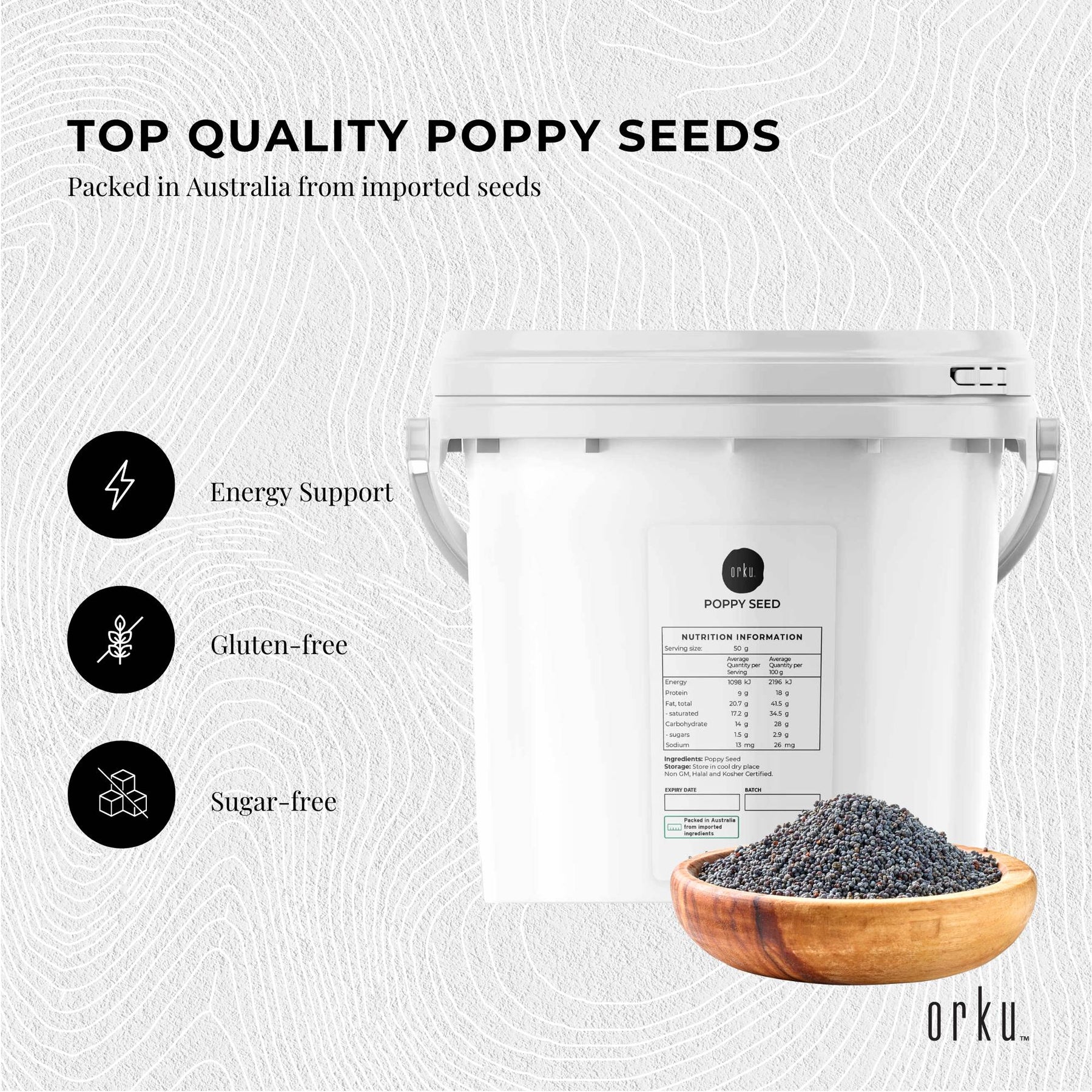 3.5Kg Poppy Seeds Unwashed Bucket Papaver Somniferum For Baking and Decorating - SuperSaverAU - view 3