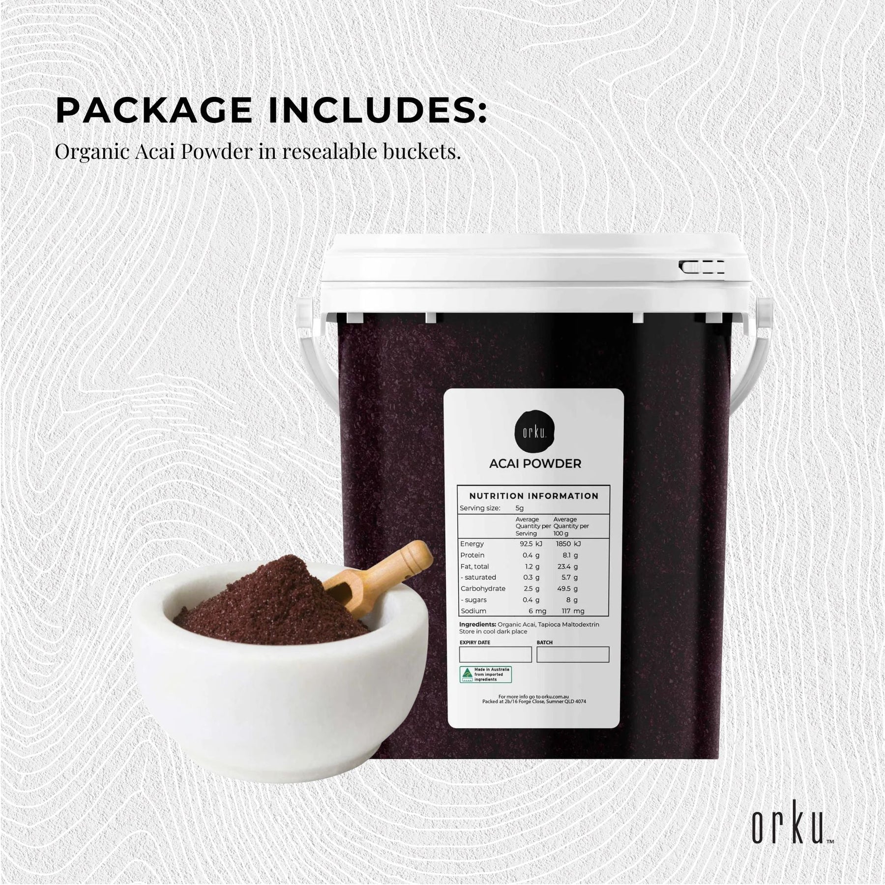 700g Acai Powder Bucket 100% Organic - Superfood Amazon Berries - SuperSaverAU - view 2