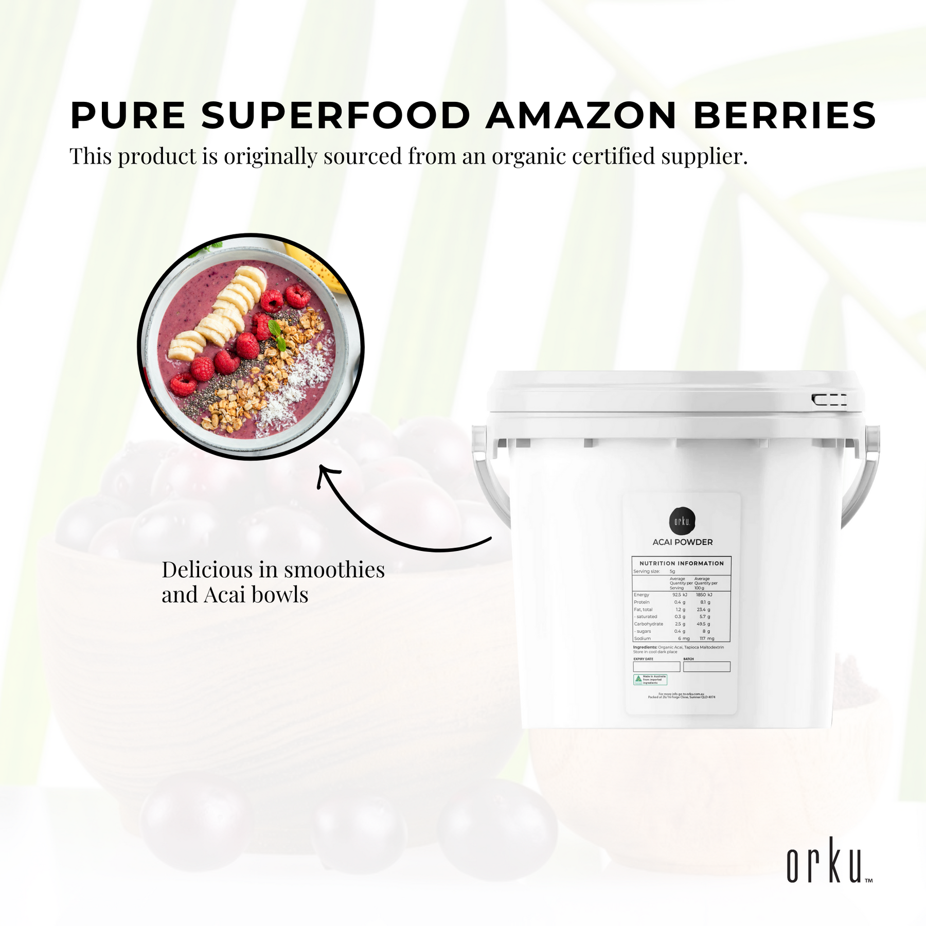 2.5kg Acai Powder Bucket 100% Organic - Superfood Amazon Berries - SuperSaverAU - view 5
