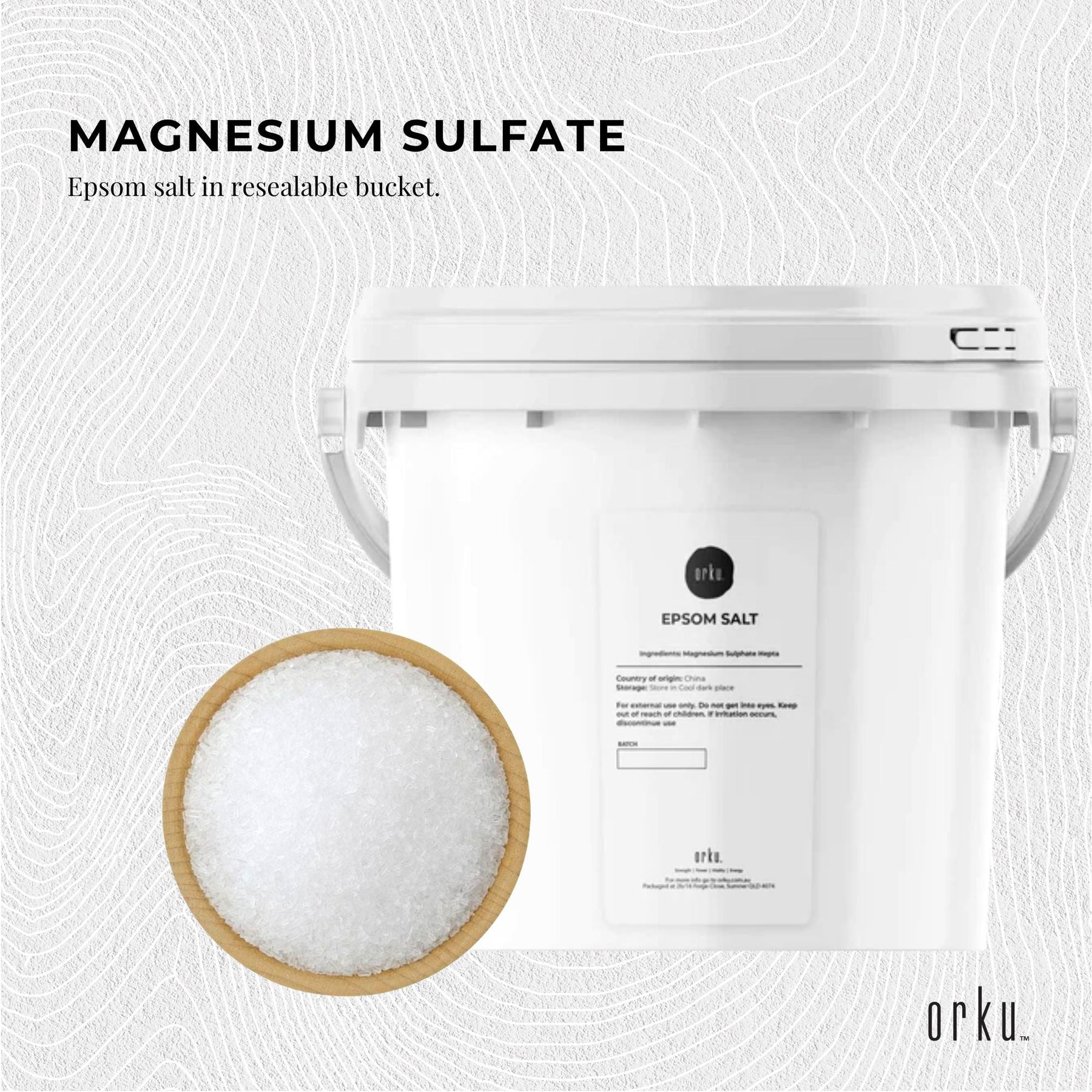 Orku 5kg Epsom Salt Tub Magnesium Sulphate Bath Body Skin Care - SuperSaverAU - view 3