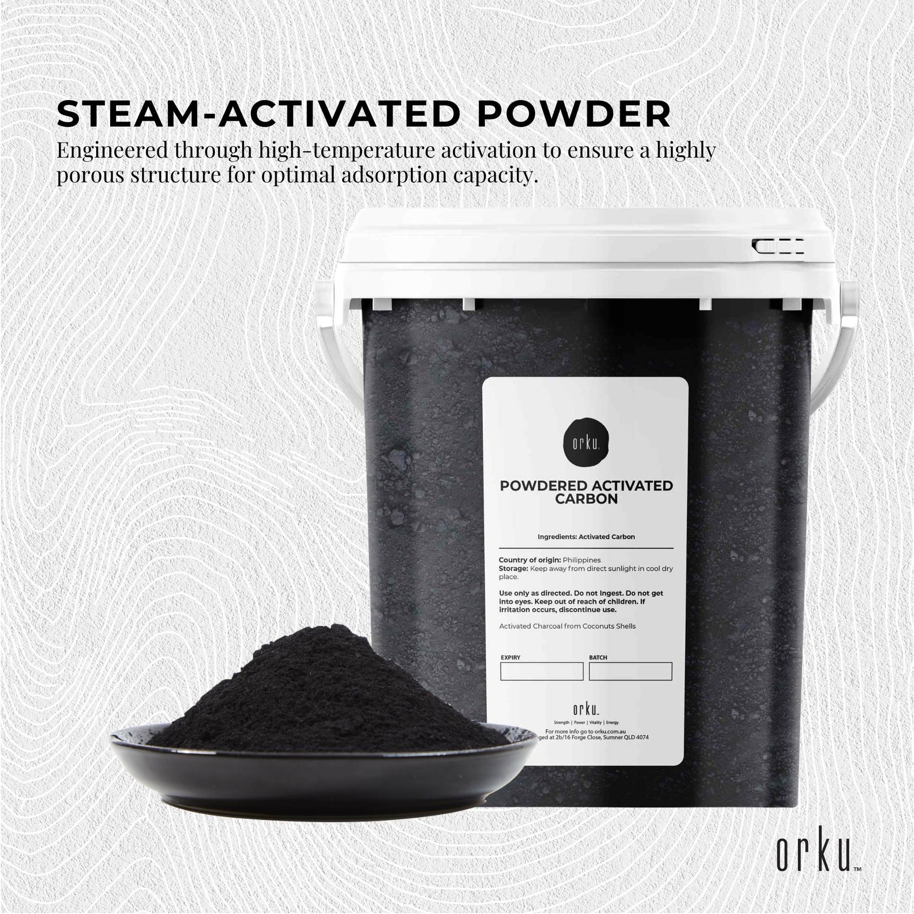 Orku 400g Activated Carbon Powder Coconut Charcoal Steam Activated Water Filtration - SuperSaverAU - view 3