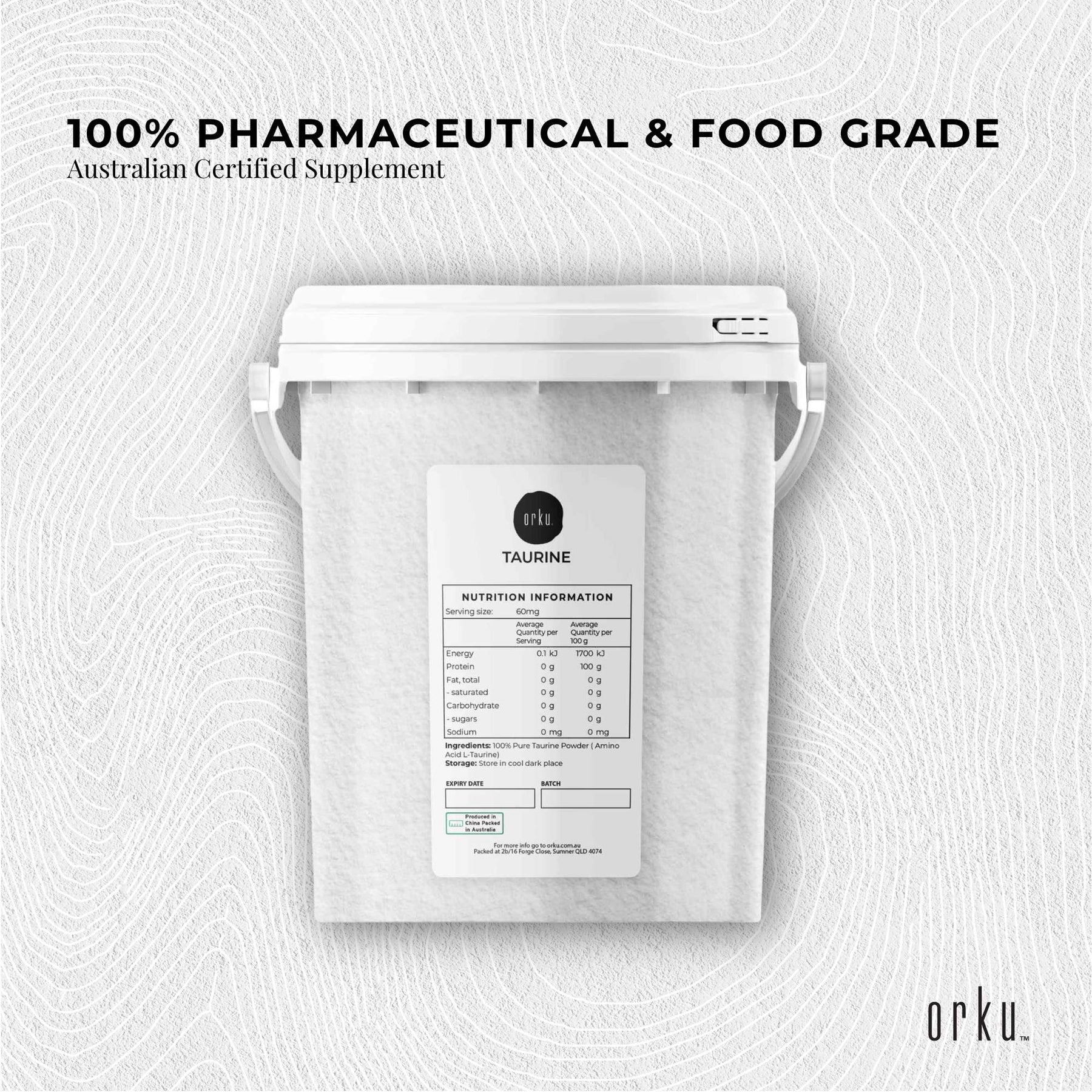 Orku Pharmaceutical Grade 1.3kg Taurine Powder Pure Amino Acid Vitamin Supplement - SuperSaverAU - view 3