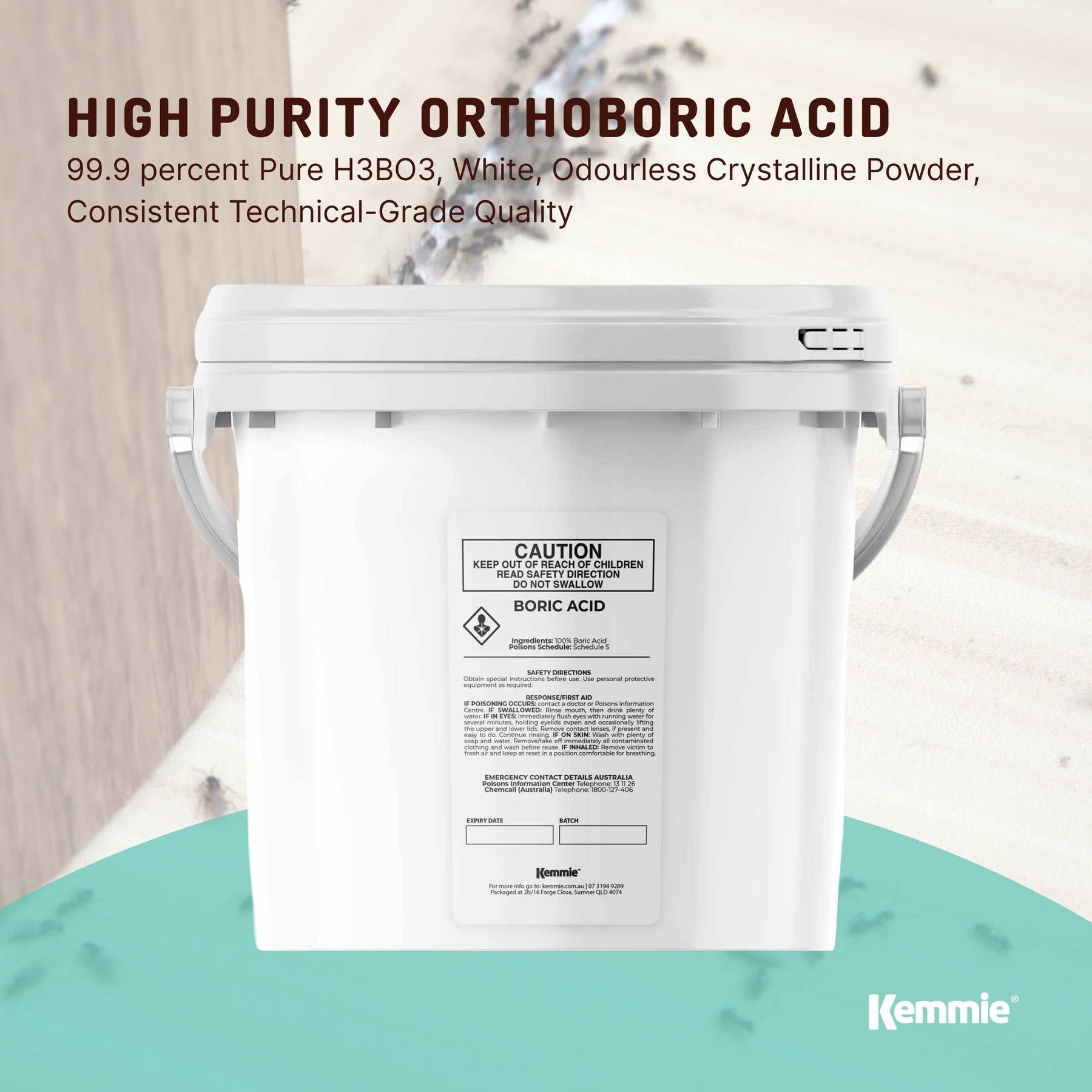 Boric Acid Powder 4.9Kg - 99.9% Pure, Fully Soluble, Pest Control for Ants & Roaches - SuperSaverAU - view 2
