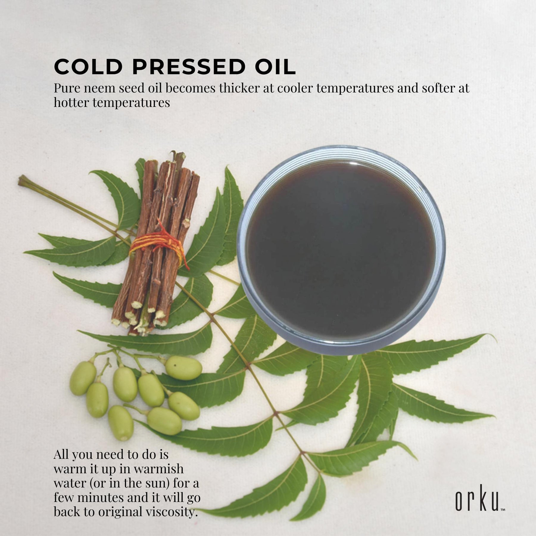 Orku 25ml Organic Neem Seed Oil - Debitterised Cold Pressed Azadirachtin Indica - SuperSaverAU - view 5