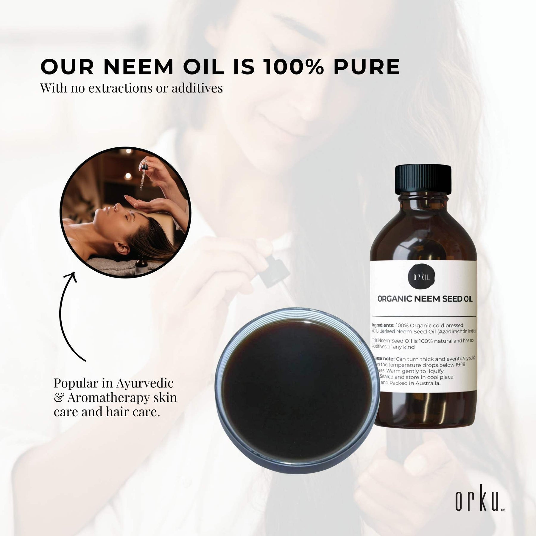 Orku 100ml Organic Neem Seed Oil Debitterised Cold Pressed Azadirachtin Indica - SuperSaverAU - view 4