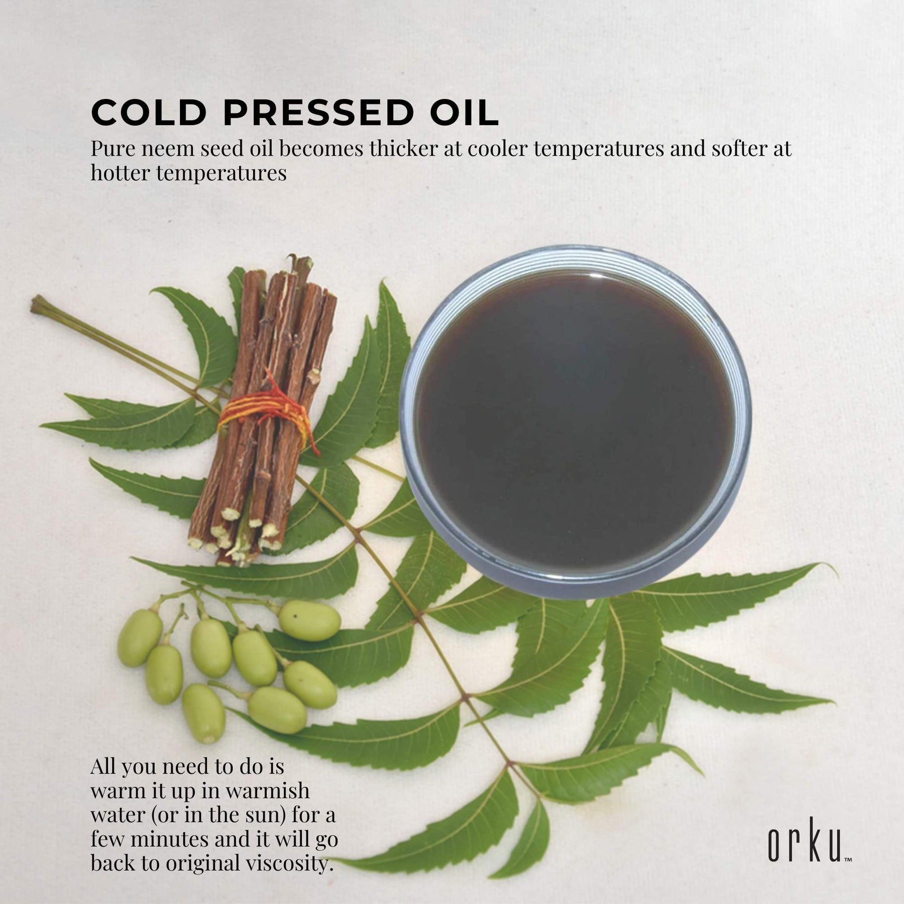 Orku 100ml Organic Neem Seed Oil Debitterised Cold Pressed Azadirachtin Indica - SuperSaverAU - view 7