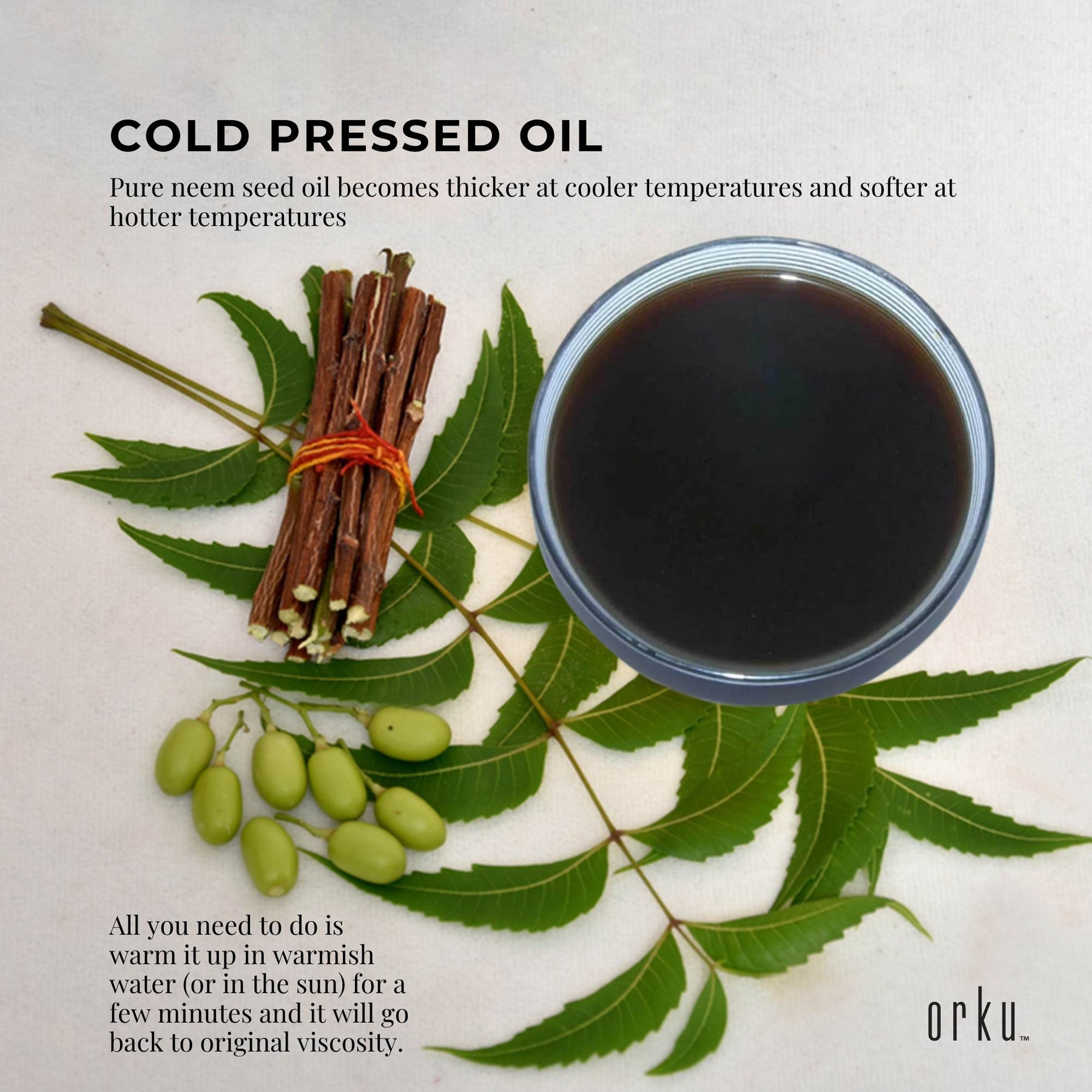 Orku 500ml Organic Neem Seed Oil Debitterised Cold Pressed Azadirachtin Indica - SuperSaverAU - view 7