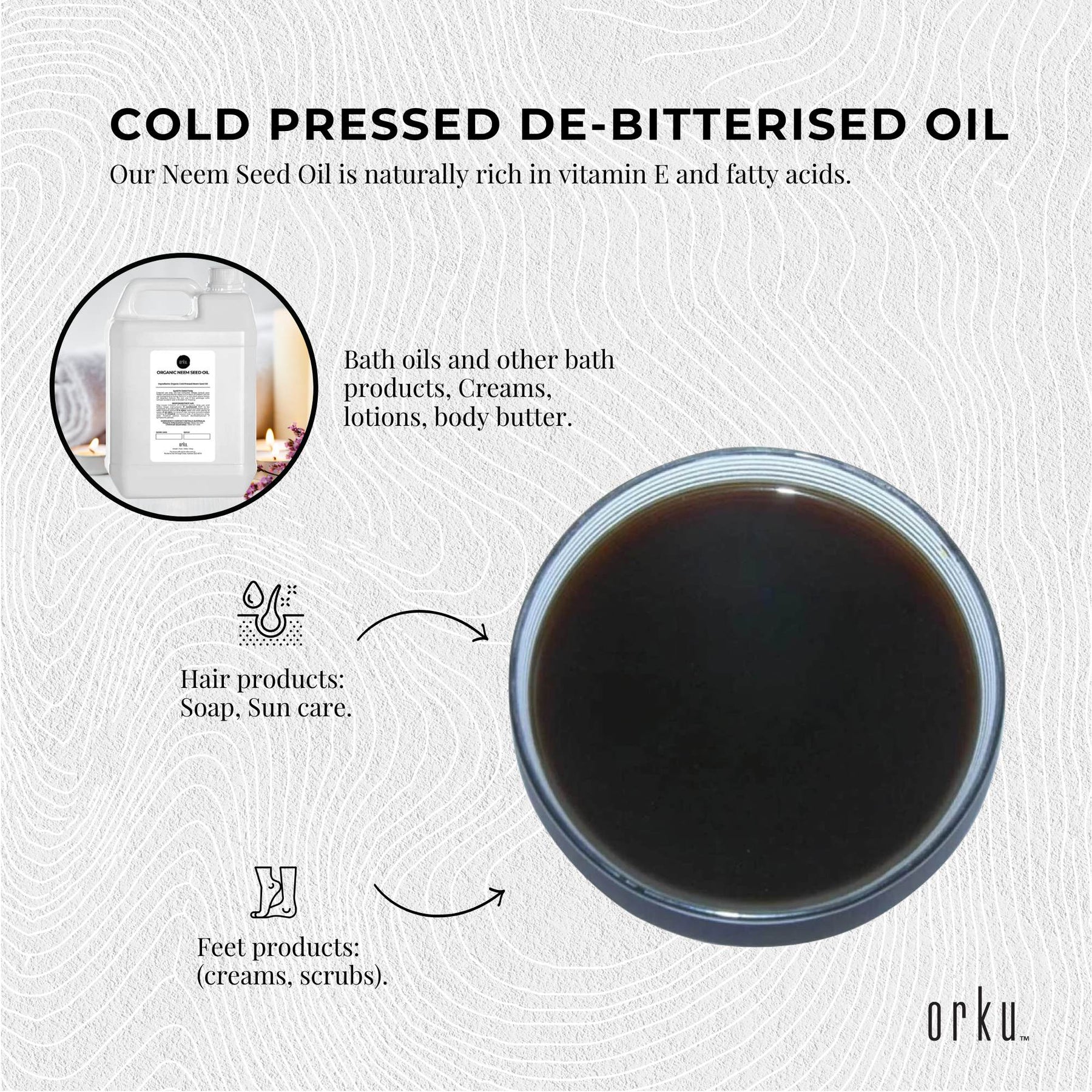 Orku 5L Organic Neem Seed Oil - Debitterised Cold Pressed, Rich in Vitamin E - SuperSaverAU - view 4