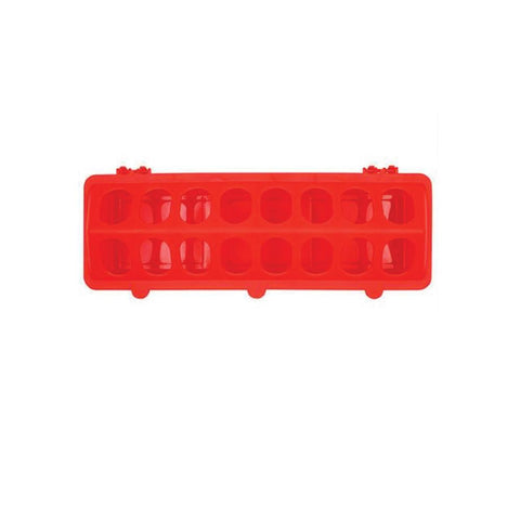 30cm Red Poultry Feeder with Guard - Plastic Flip Top Trough for Chickens - SuperSaverAU - view 1