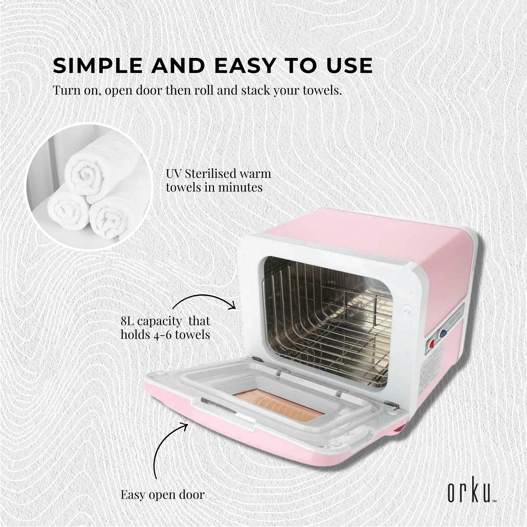 Orku 8L Pink Electric Towel Warmer UV Steriliser Cabinet Salon Heat Sanitiser - SuperSaverAU - view 5