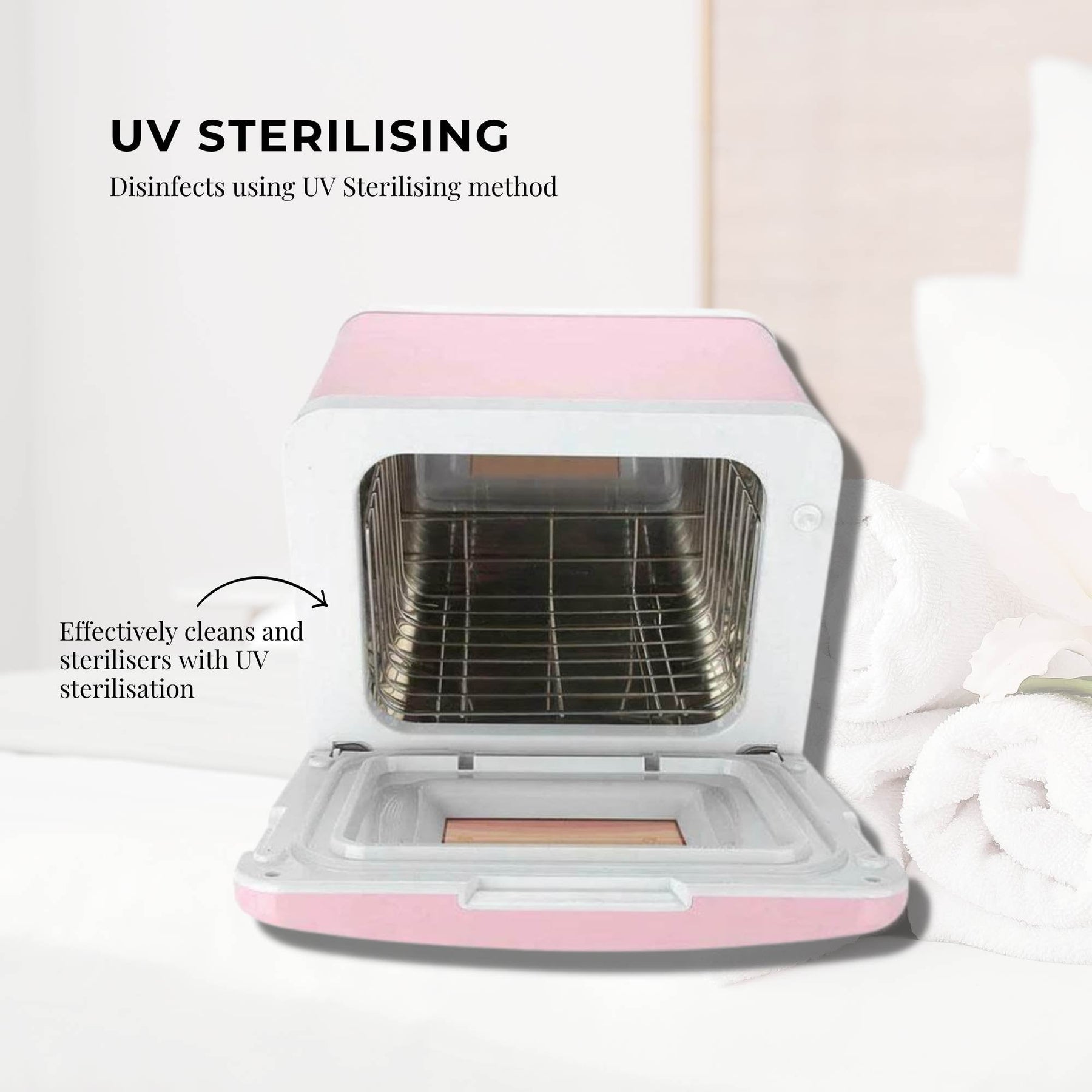 Orku 8L Pink Electric Towel Warmer UV Steriliser Cabinet Salon Heat Sanitiser - SuperSaverAU - view 7