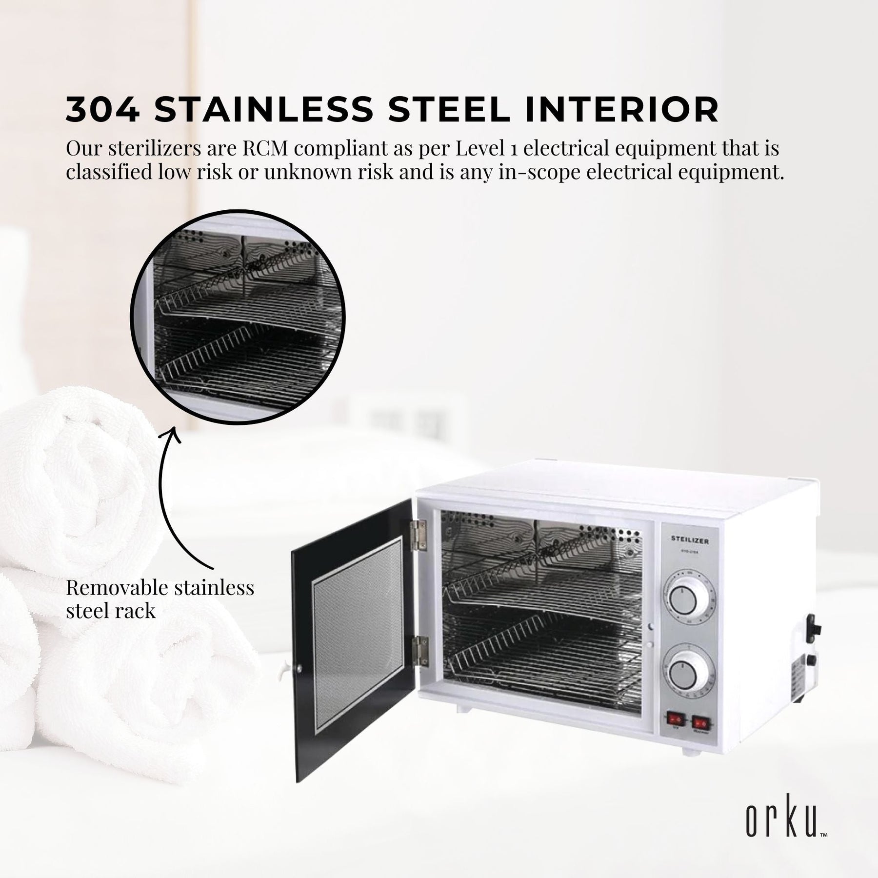 Orku 20L Ozone UV Steriliser Box Stainless Steel Interior Beauty Salon Tools - SuperSaverAU - view 4