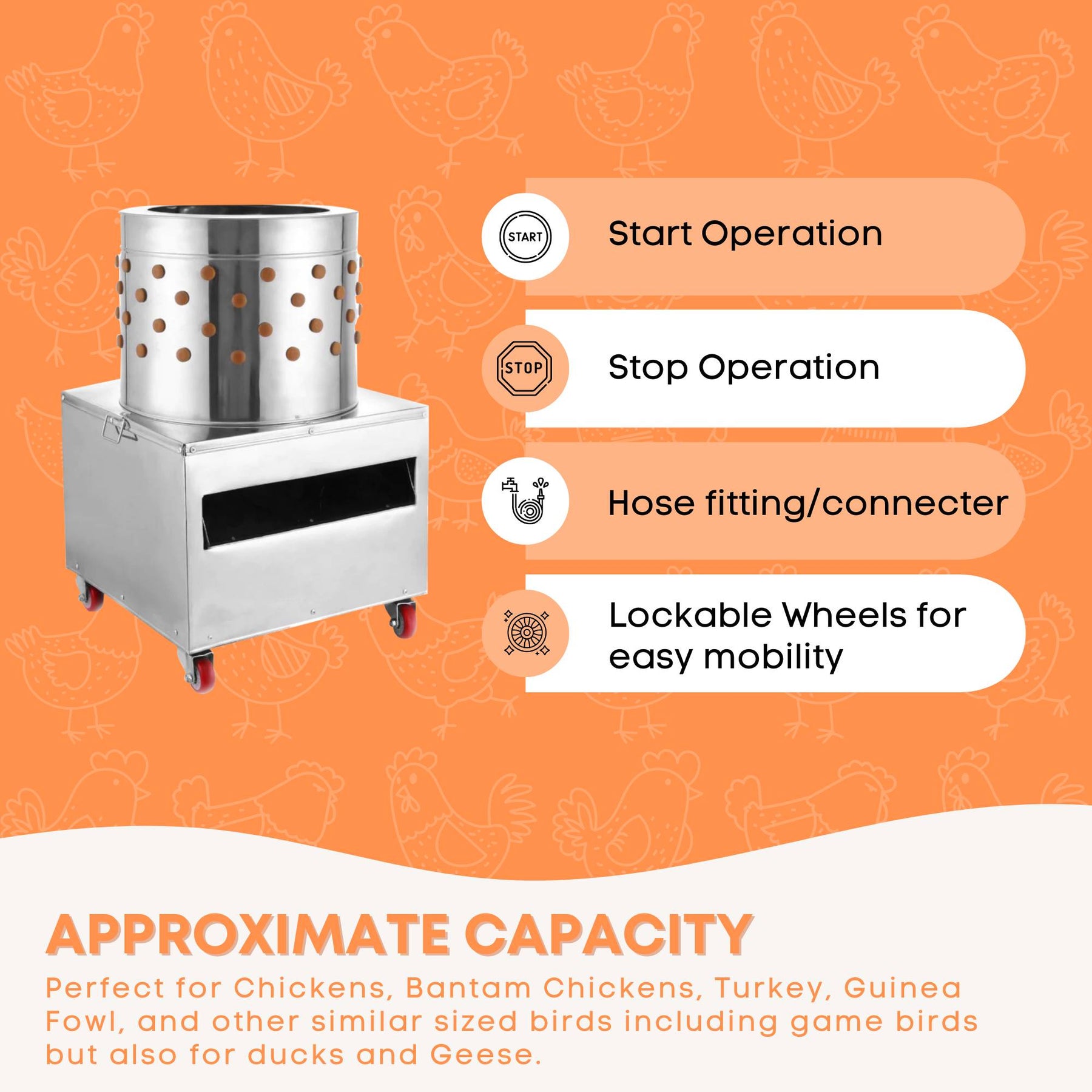 500mm Stainless Steel Chicken Feather Plucker Machine - Electric, 2-4 Chickens, Free Shipping - SuperSaverAU - view 3