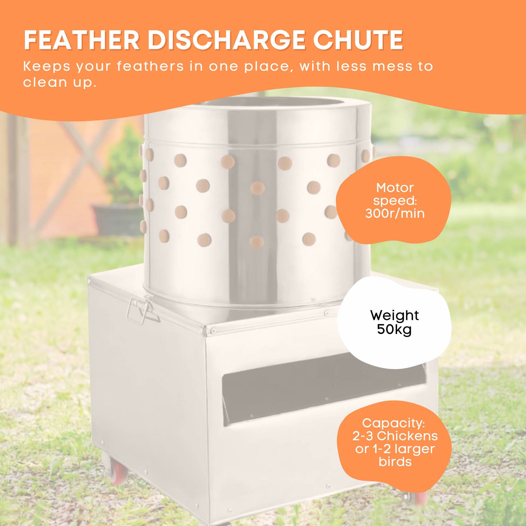 500mm Stainless Steel Chicken Feather Plucker Machine - Electric, 2-4 Chickens, Free Shipping - SuperSaverAU - view 4