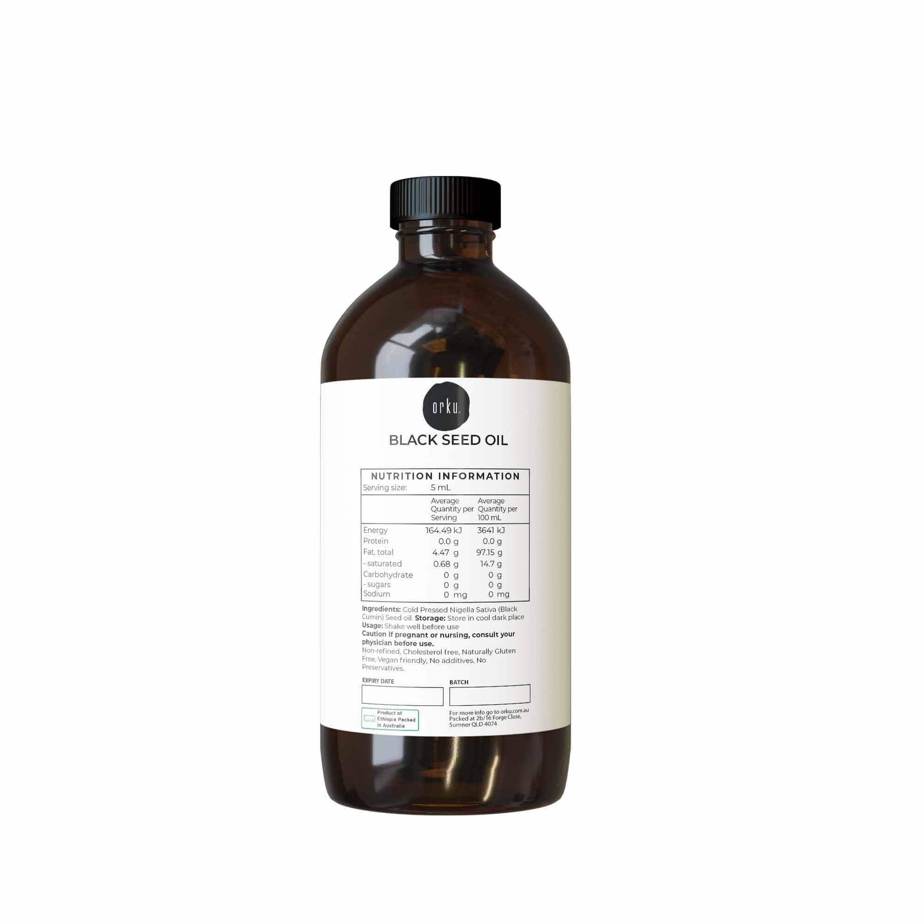 Orku 500ml Pure Ethiopian Black Seed Oil - Cold Pressed, Non-Refined, Vegan - SuperSaverAU - view 1