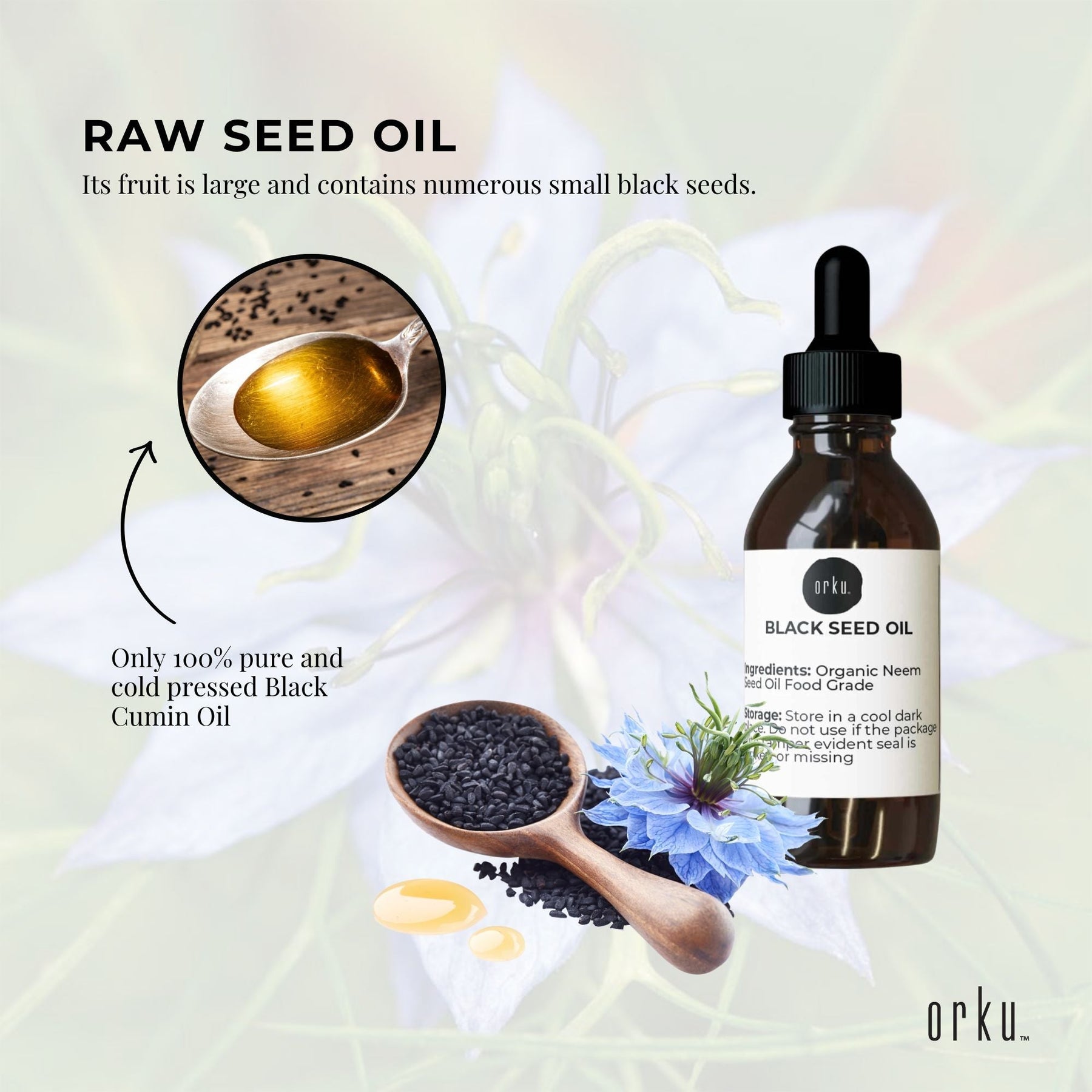 Orku 25ml Pure Ethiopian Black Seed Oil - Cold Pressed, Non-Refined, Vegan - SuperSaverAU - view 4