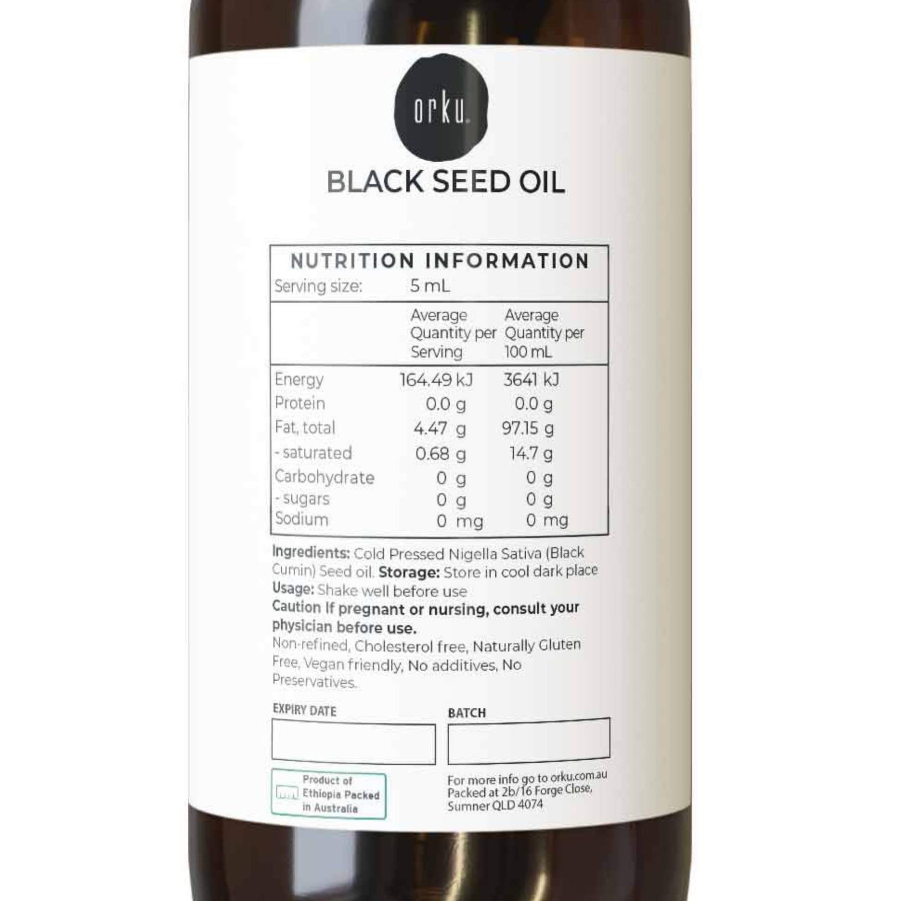 Orku 25ml Pure Ethiopian Black Seed Oil - Cold Pressed, Non-Refined, Vegan - SuperSaverAU - view 9