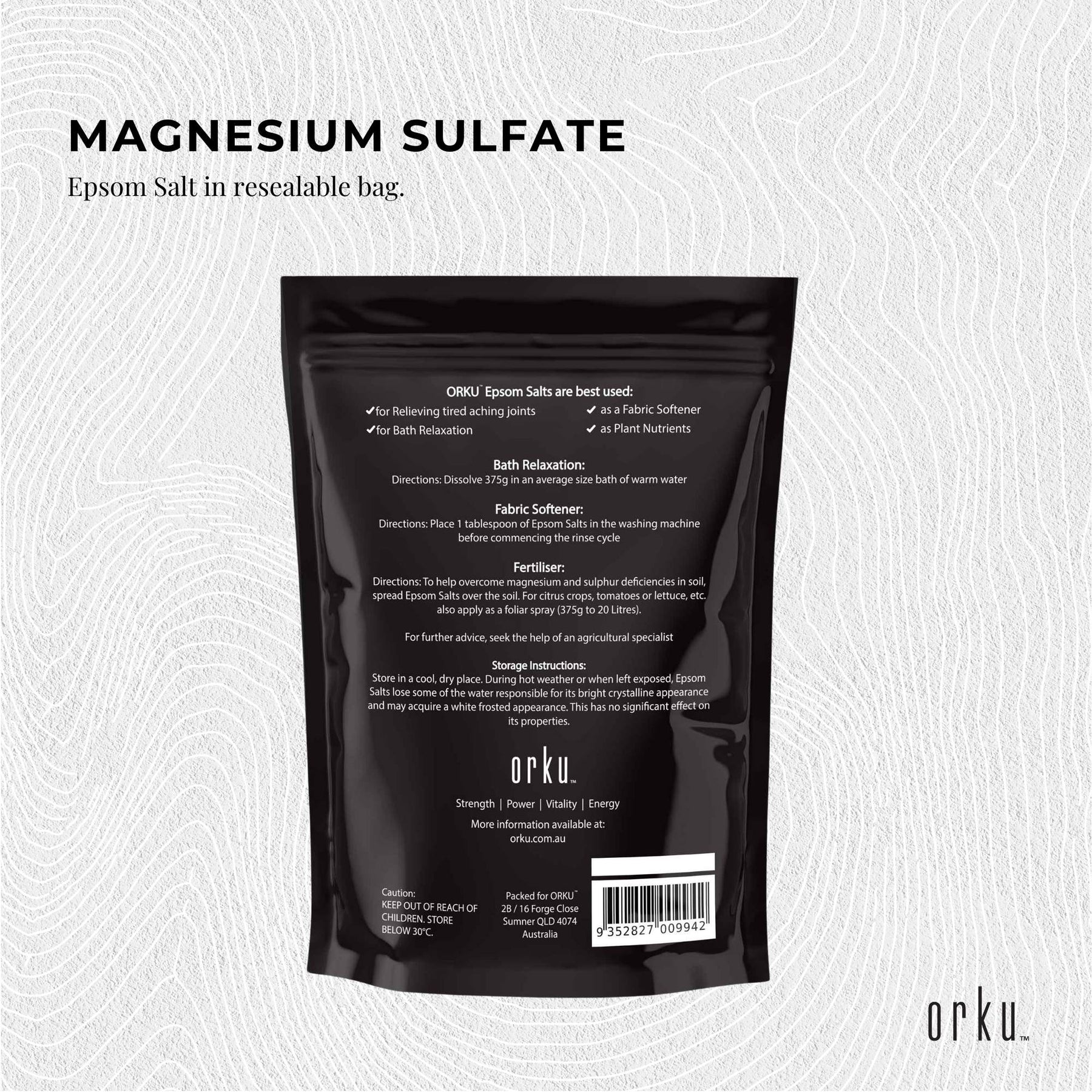 Orku Epsom Salt 12x 1Kg Magnesium Sulfate Bath Salts for Relaxation & Healing - SuperSaverAU - view 2