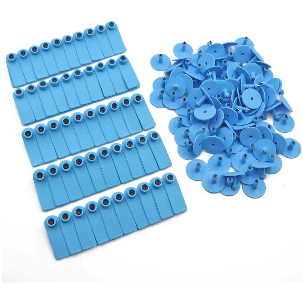 Cattle Ear Tags 5x2cm Set - 100 Small Blue Blank Livestock Labels - SuperSaverAU - view 1