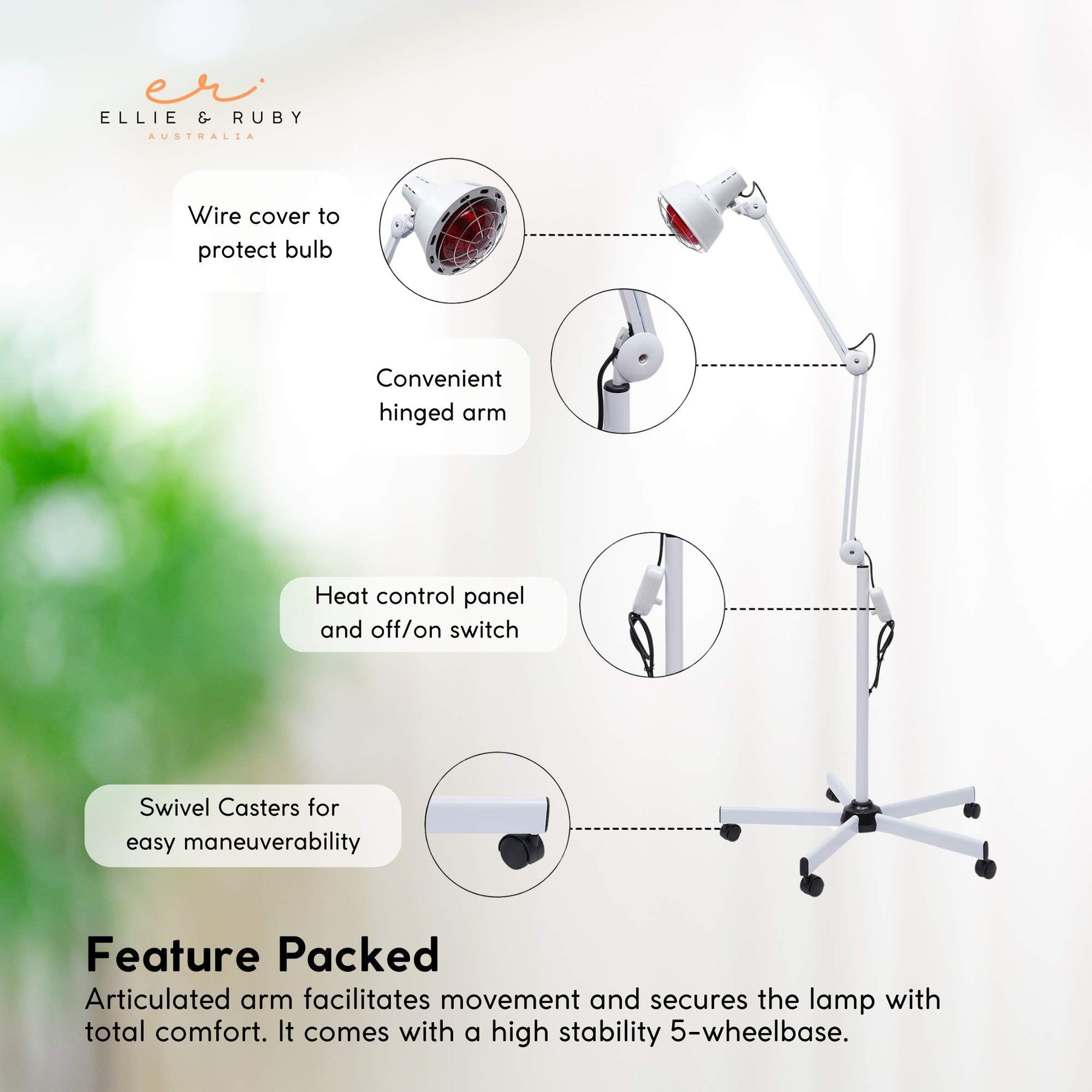 Infrared Heat Floor Lamp 275W Mobile Dimmable Salon Home Thermotherapy Treatment - SuperSaverAU - view 4