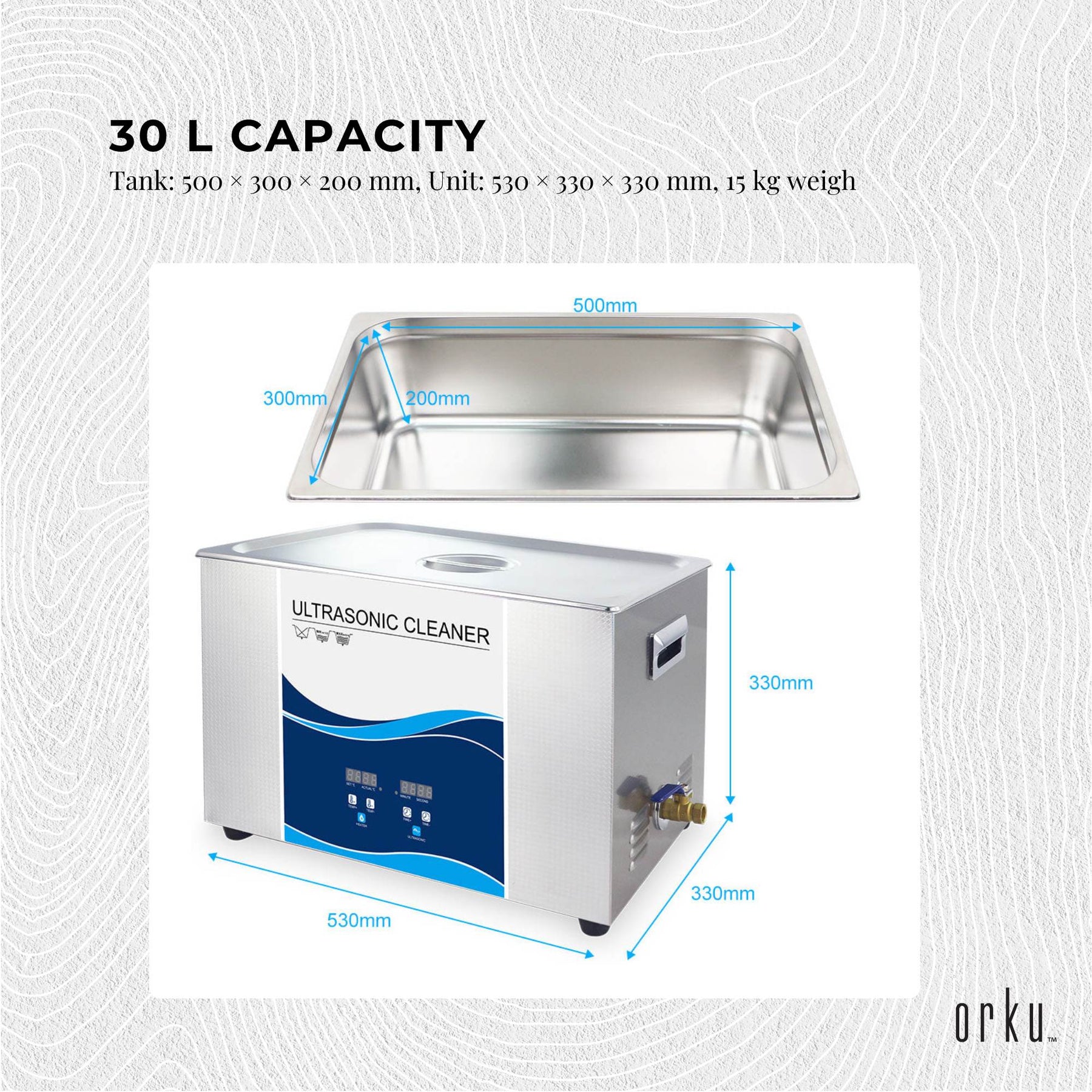 Premium 30L Digital Ultrasonic Cleaner with Degas Function 40kHz