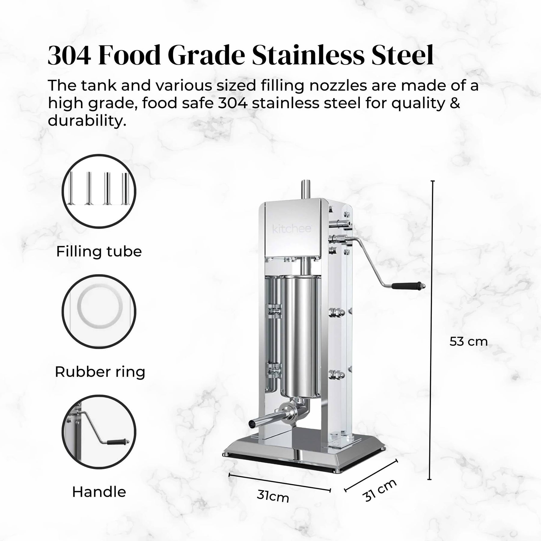 3L Manual Vertical Sausage Filler - Stainless Stuffer Meat Press Machine - SuperSaverAU - view 3