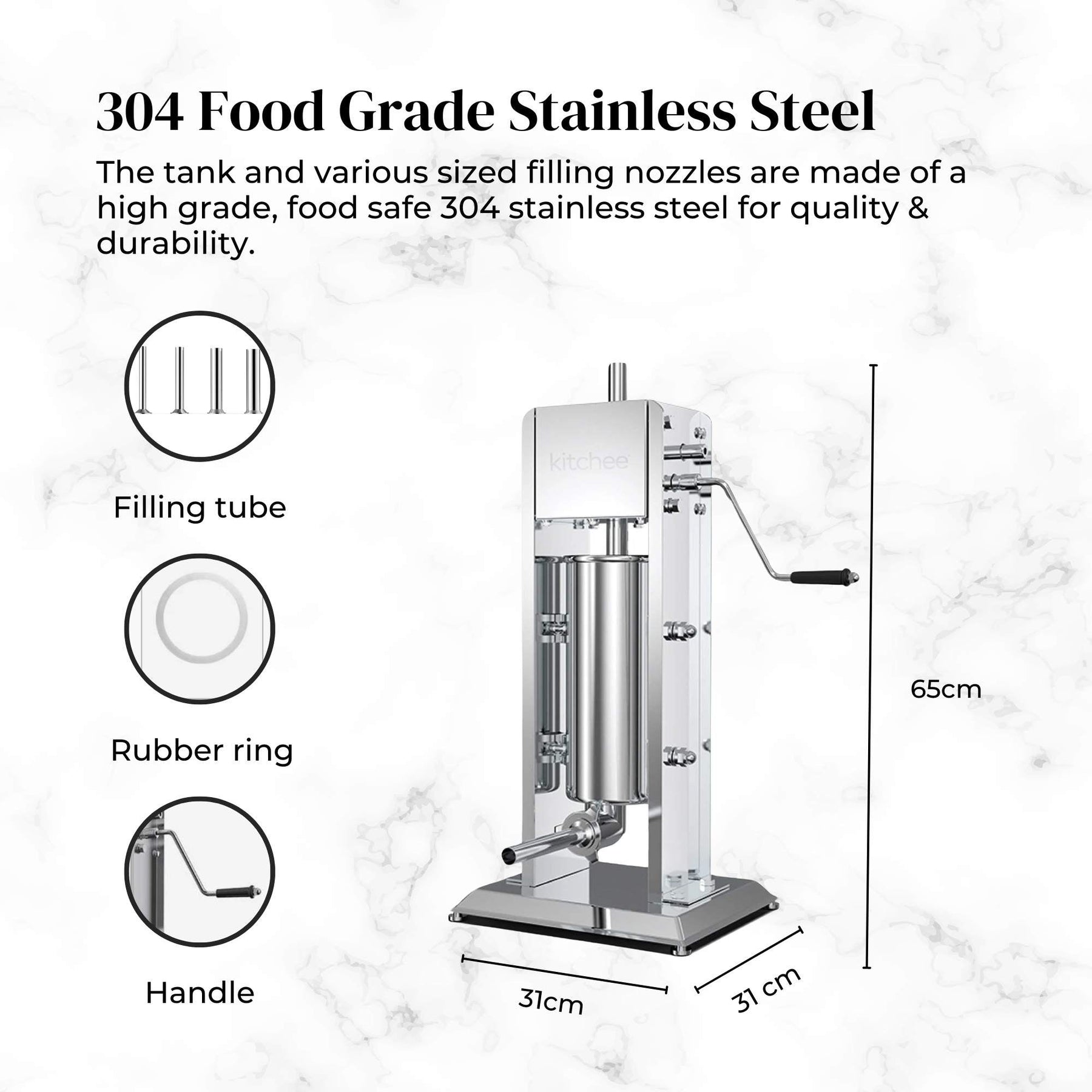 5L Manual Vertical Sausage Filler - Stainless Stuffer Meat Press Machine - SuperSaverAU - view 3