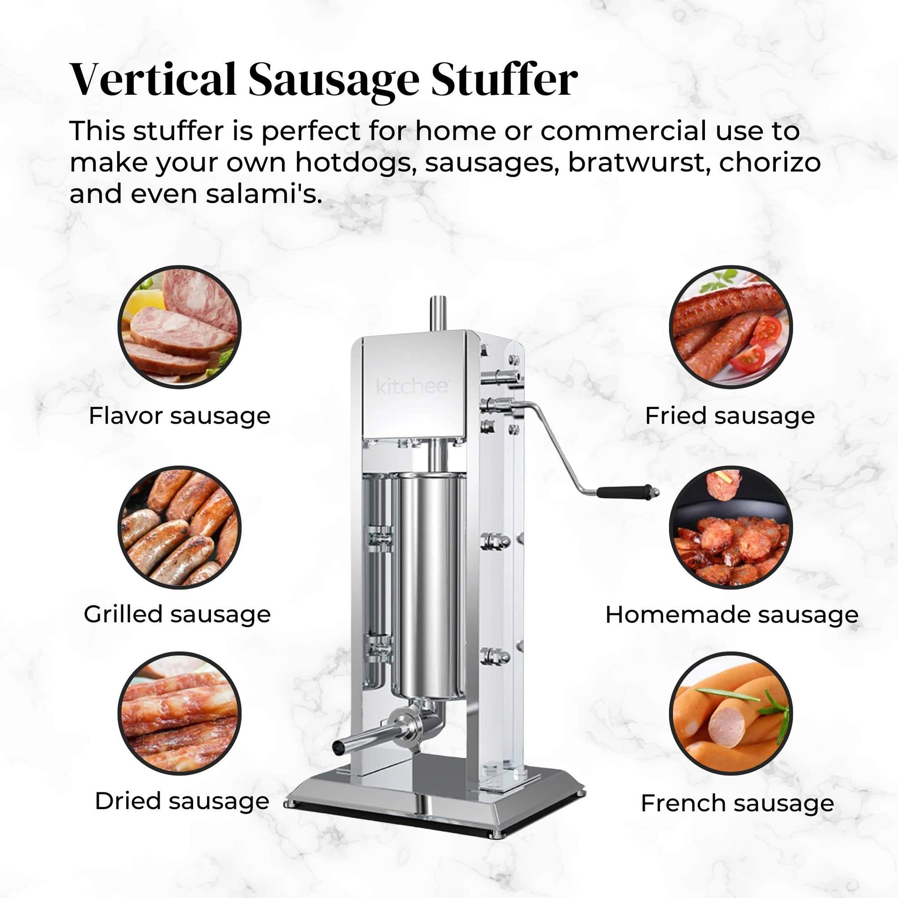 5L Manual Vertical Sausage Filler - Stainless Stuffer Meat Press Machine - SuperSaverAU - view 6