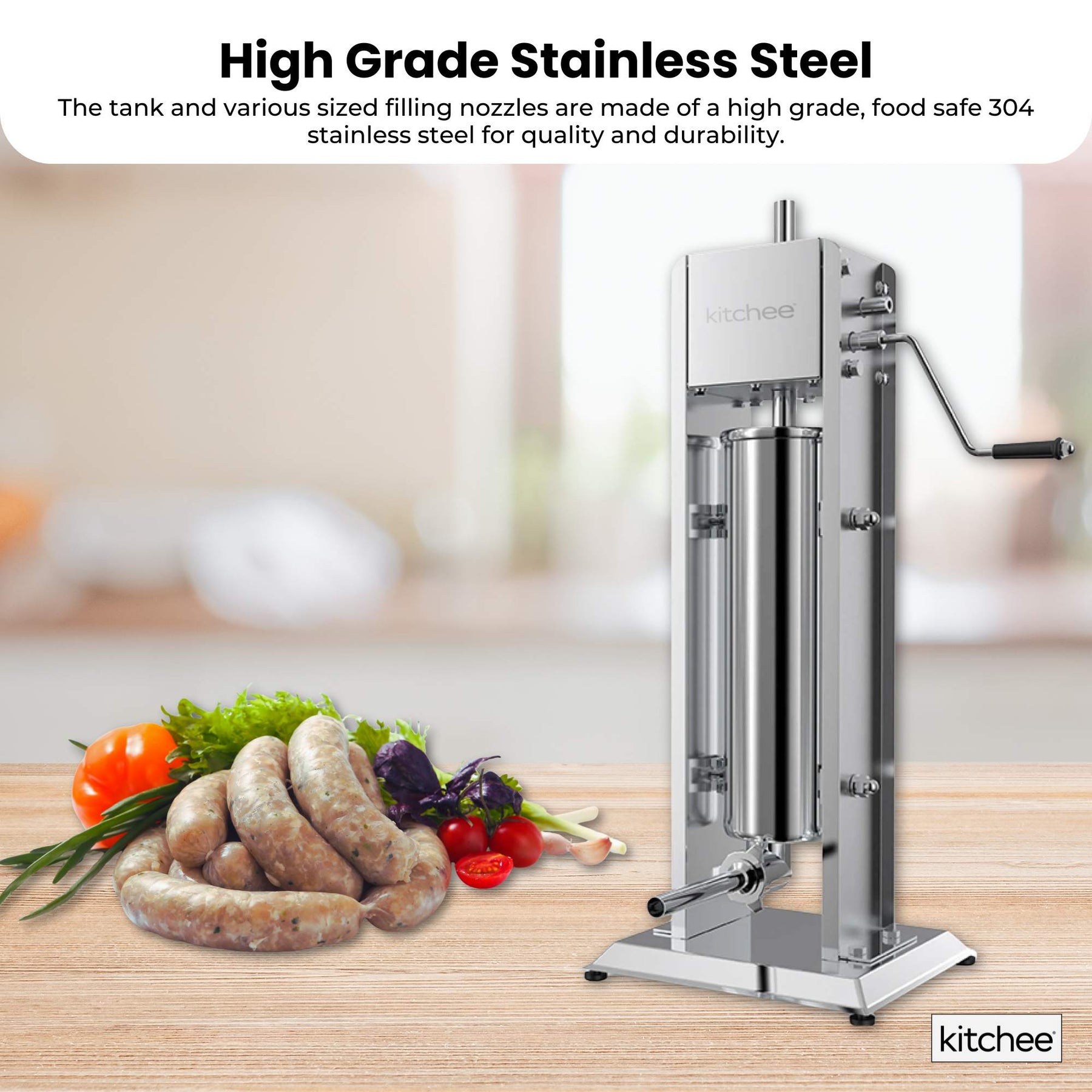 7L Manual Vertical Sausage Filler - Stainless Stuffer Meat Press Machine - SuperSaverAU - view 5