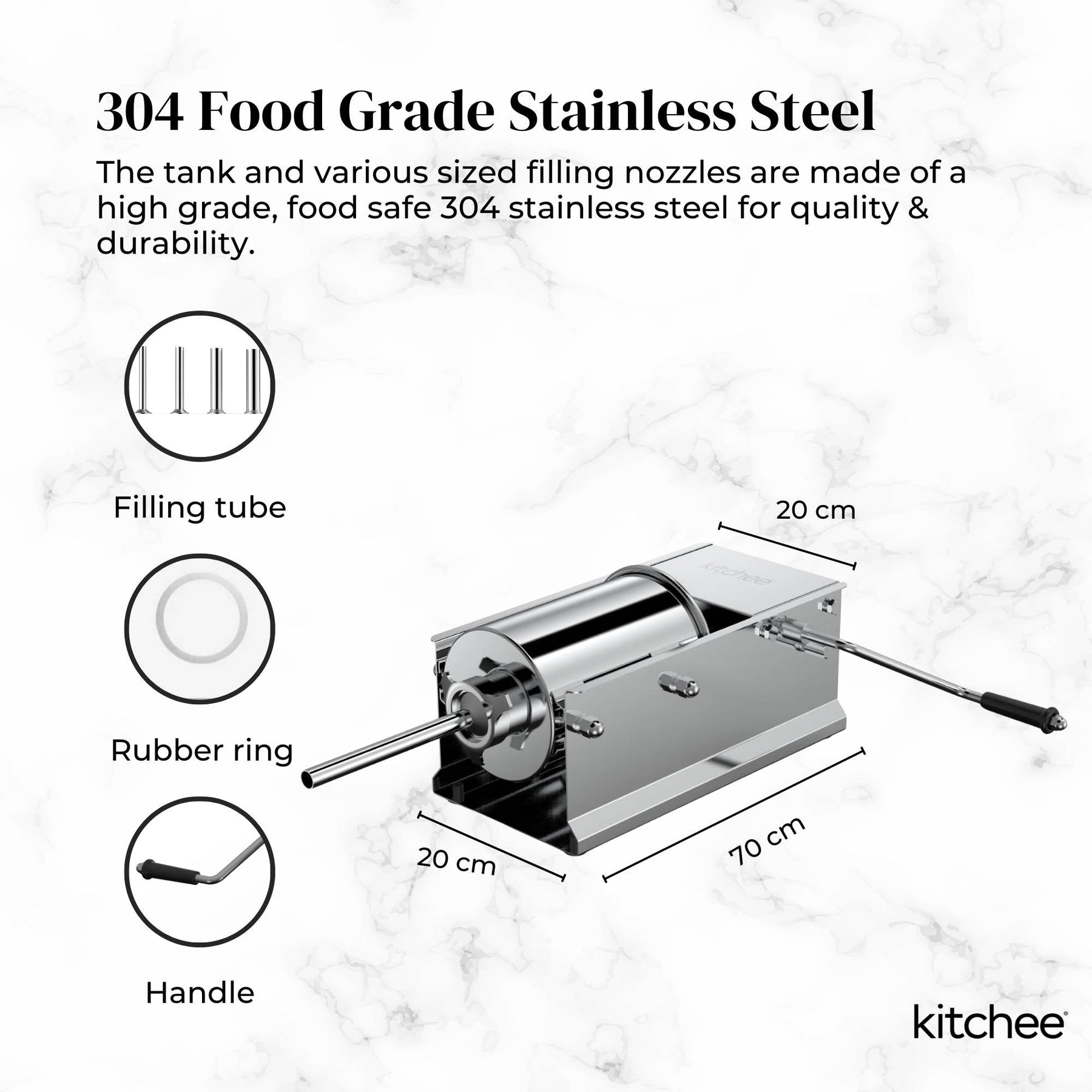 7L Manual Horizontal Sausage Filler - Stainless Stuffer Meat Press Machine - SuperSaverAU - view 4