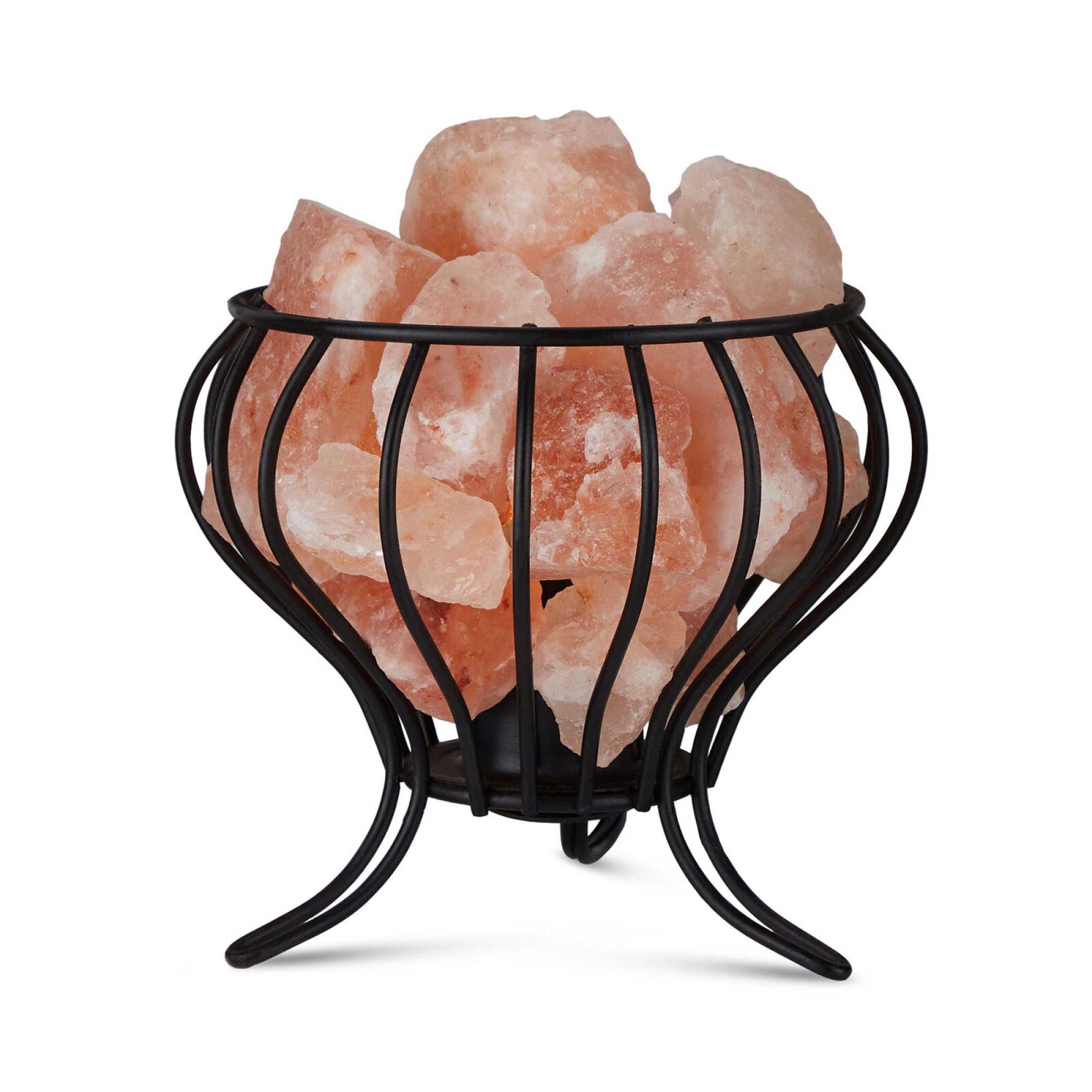 Premium Himalayan Pink Salt Lamp with Iron Bud Basket - 12W, 12V
